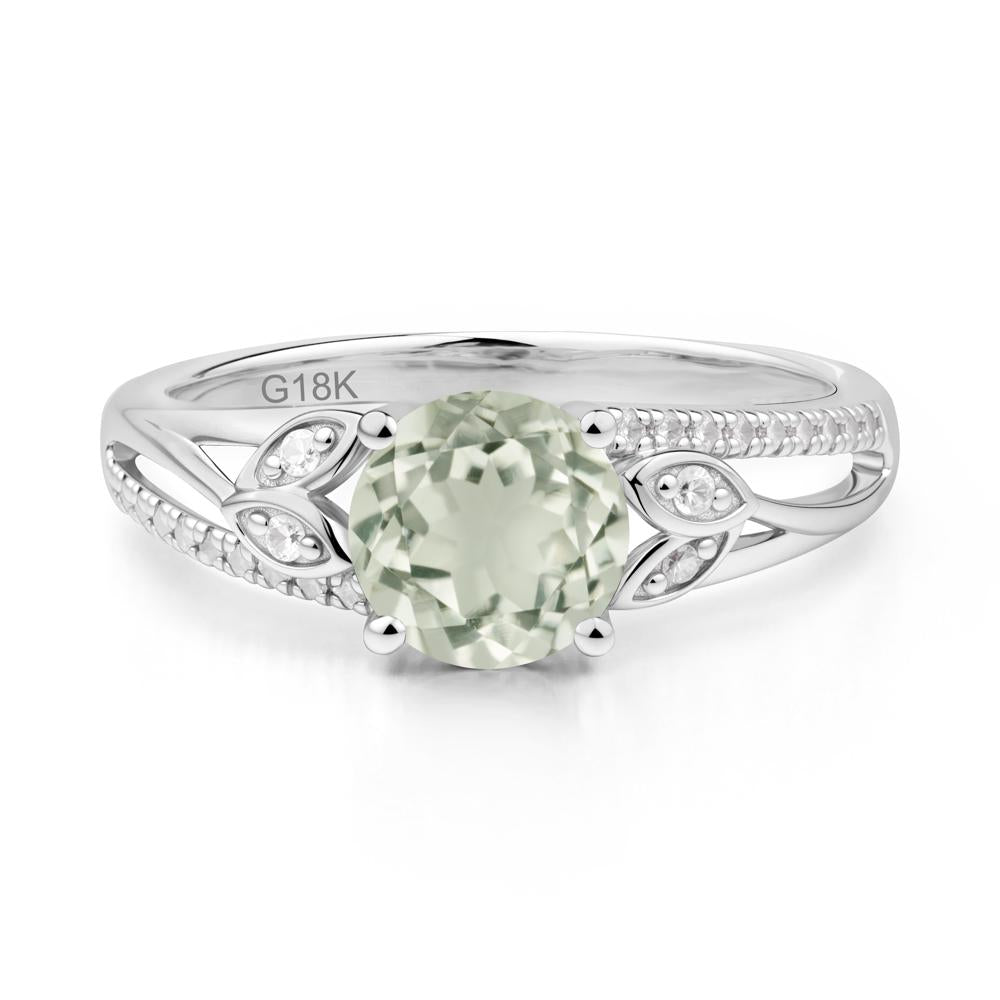 Leaf Inspired Green Amethyst Engagement Ring - LUO Jewelry #metal_18k white gold