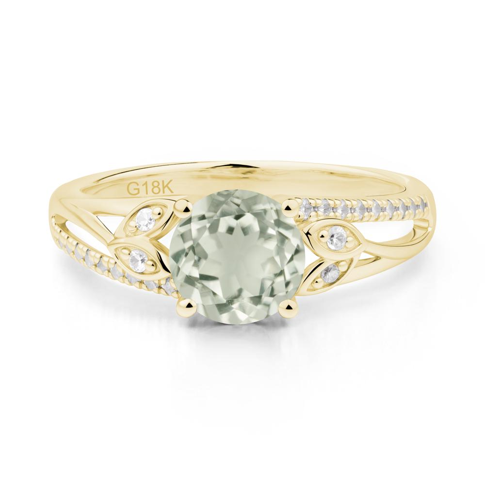 Leaf Inspired Green Amethyst Engagement Ring - LUO Jewelry #metal_18k yellow gold