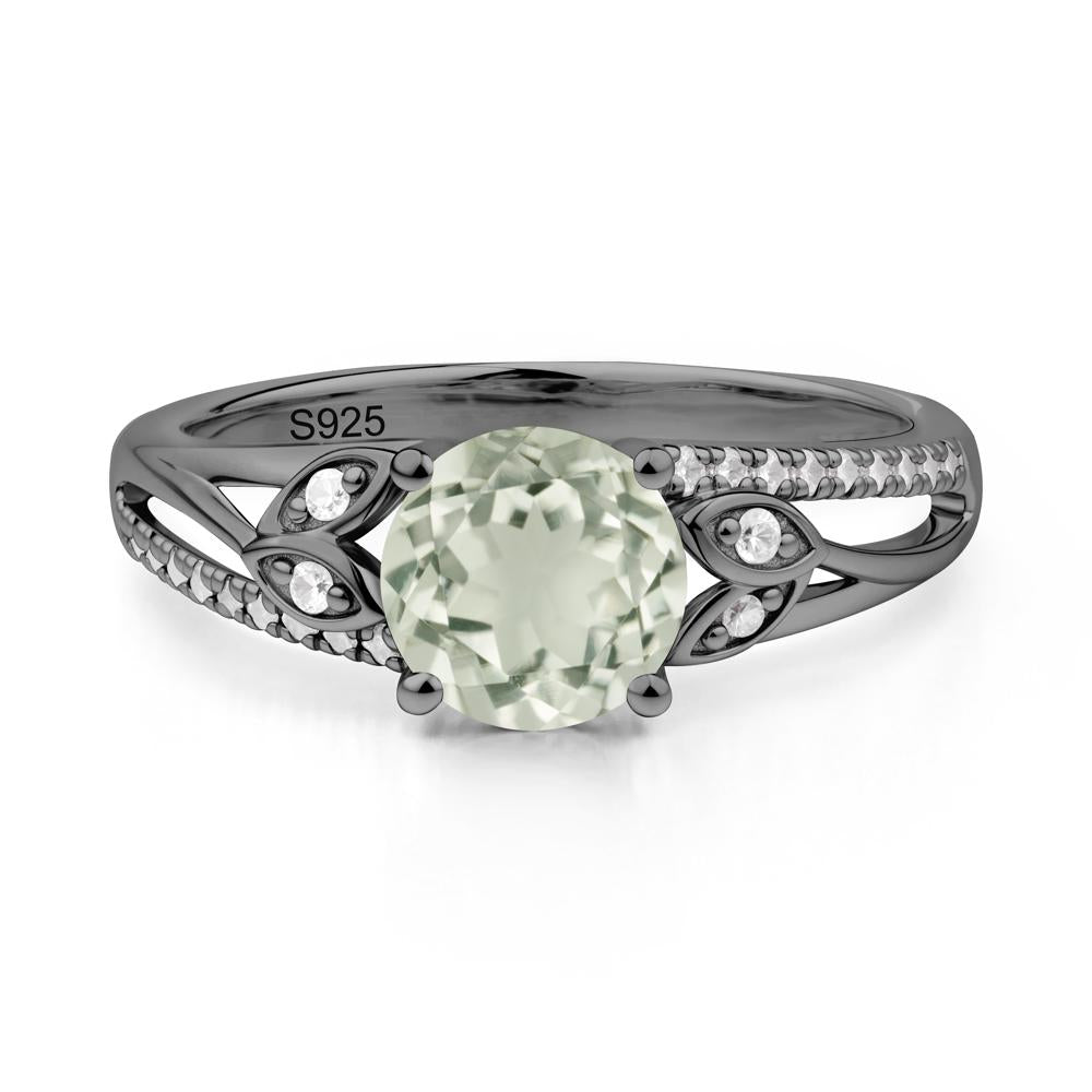 Leaf Inspired Green Amethyst Engagement Ring - LUO Jewelry #metal_black finish sterling silver