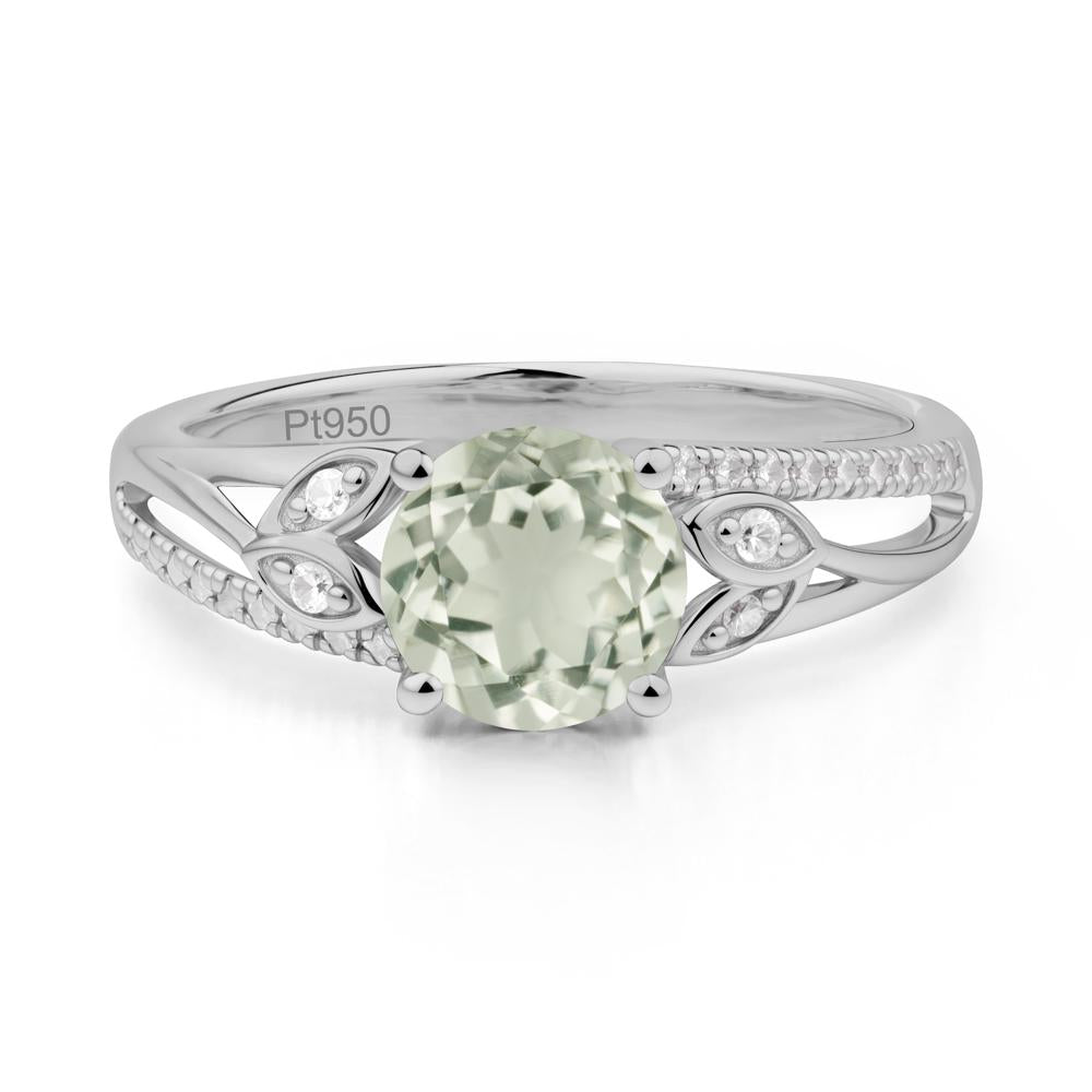 Leaf Inspired Green Amethyst Engagement Ring - LUO Jewelry #metal_platinum