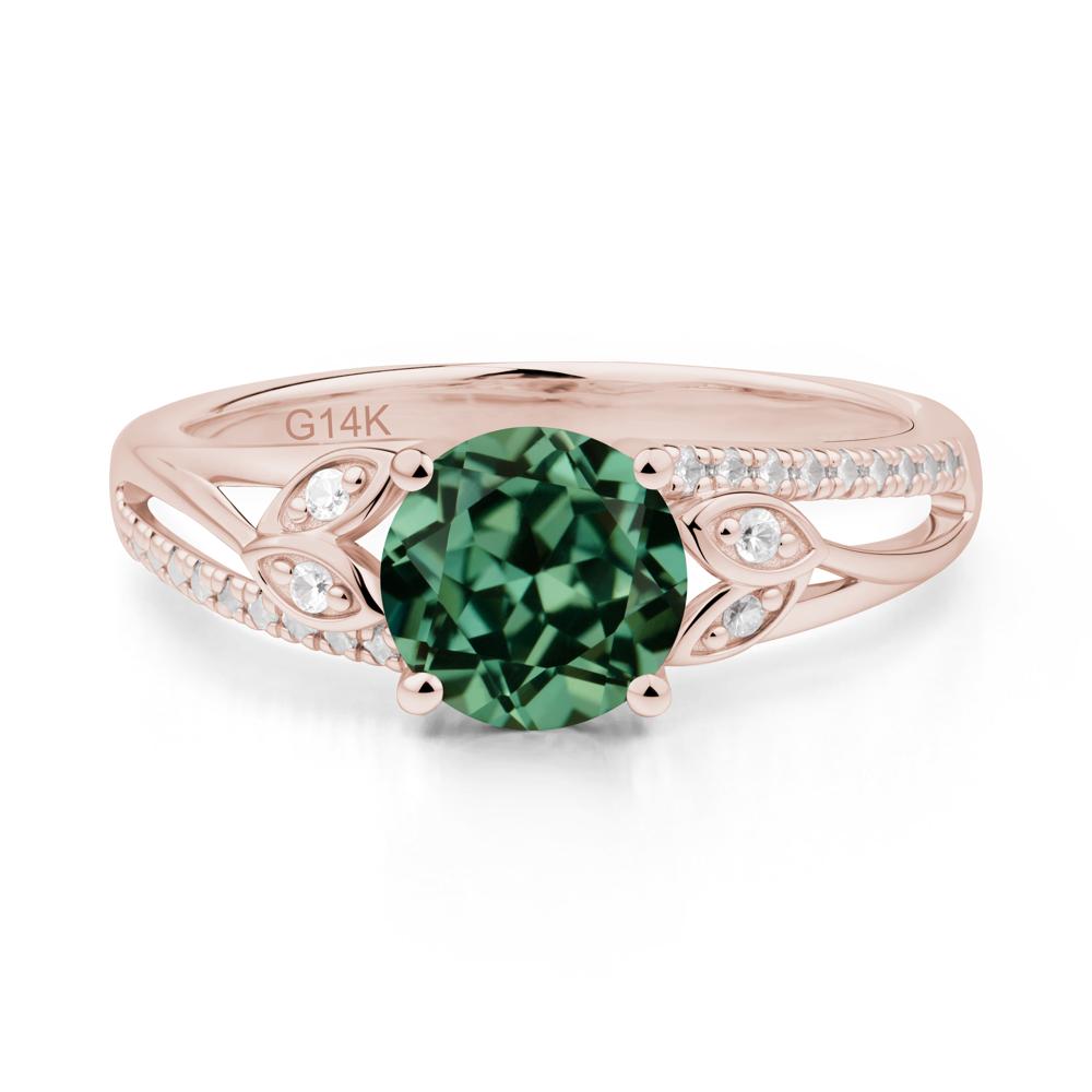 Leaf Inspired Green Sapphire Engagement Ring - LUO Jewelry #metal_14k rose gold