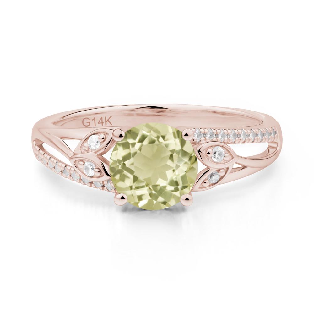 Leaf Inspired Lemon Quartz Engagement Ring - LUO Jewelry #metal_14k rose gold