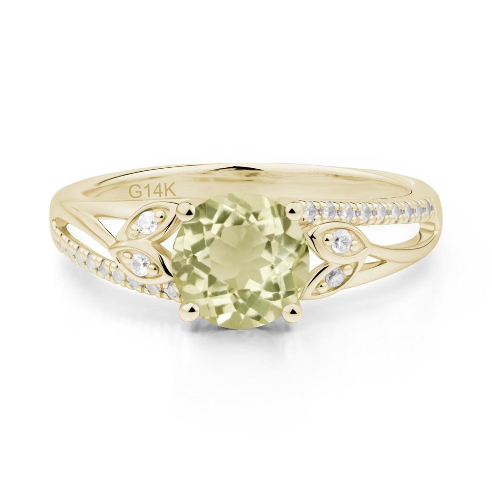 Leaf Inspired Lemon Quartz Engagement Ring - LUO Jewelry #metal_14k yellow gold