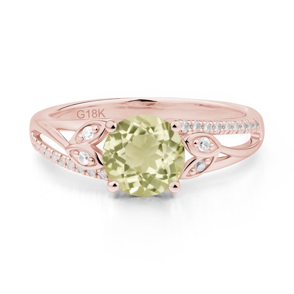 Leaf Inspired Lemon Quartz Engagement Ring - LUO Jewelry #metal_18k rose gold