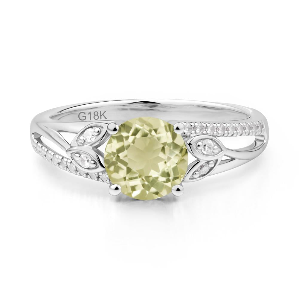 Leaf Inspired Lemon Quartz Engagement Ring - LUO Jewelry #metal_18k white gold