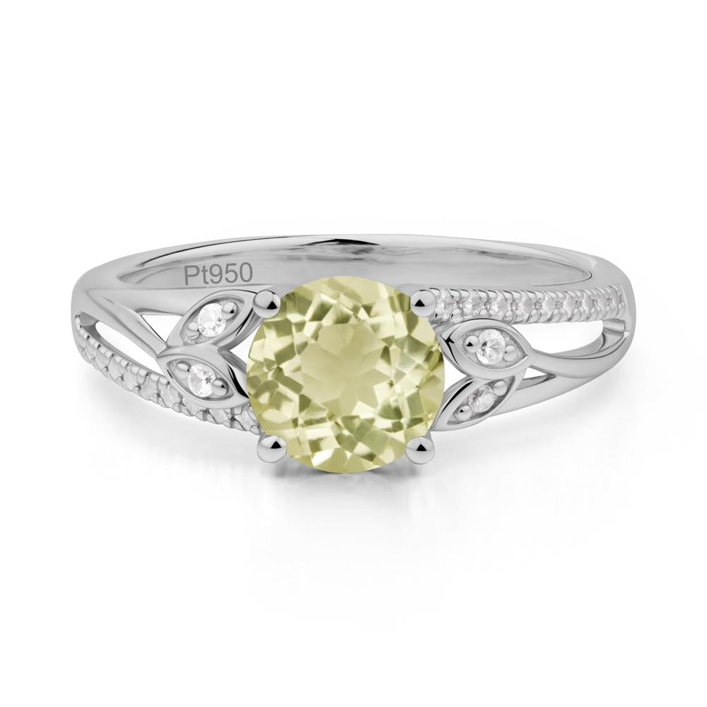 Leaf Inspired Lemon Quartz Engagement Ring - LUO Jewelry #metal_platinum