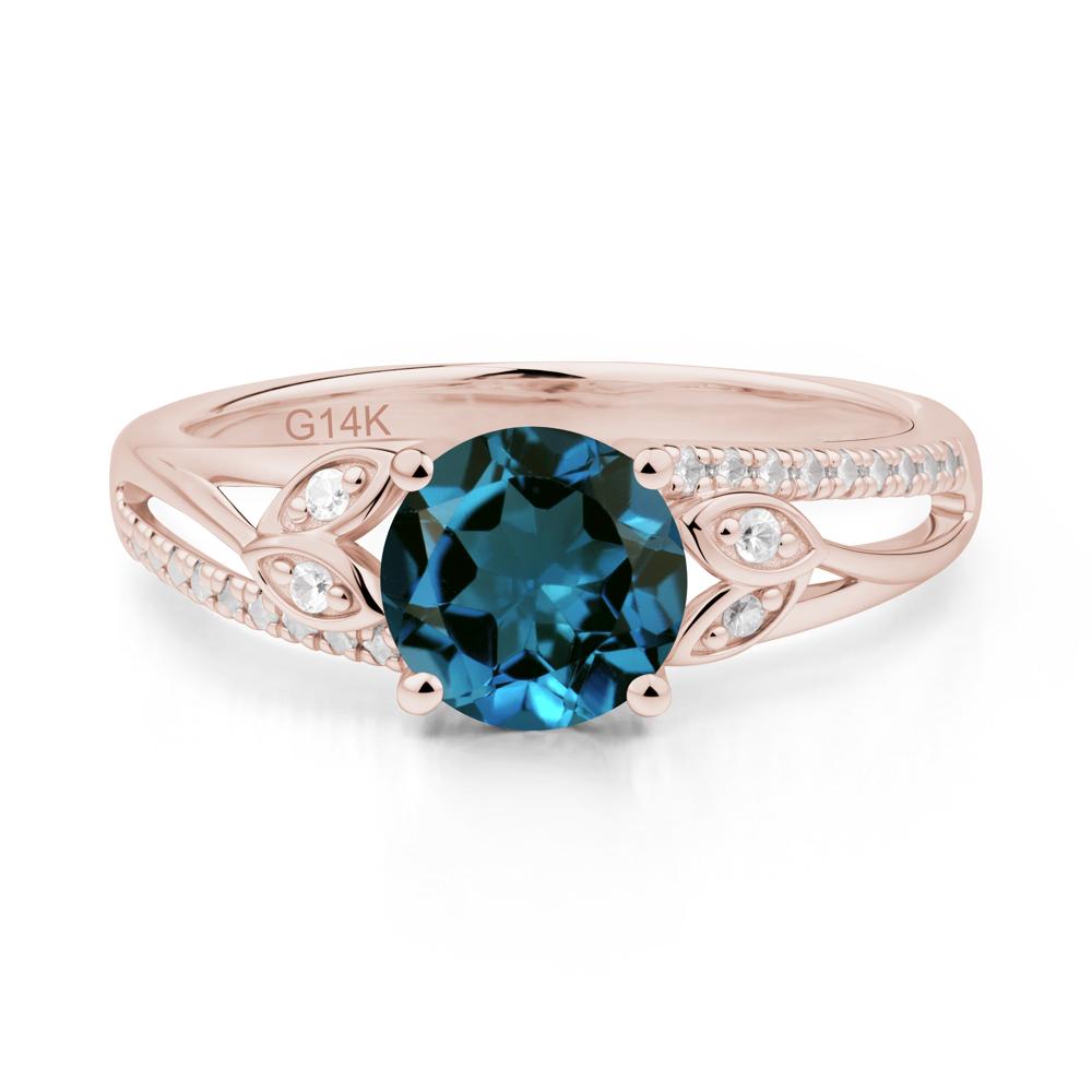 Leaf Inspired London Blue Topaz Engagement Ring - LUO Jewelry #metal_14k rose gold