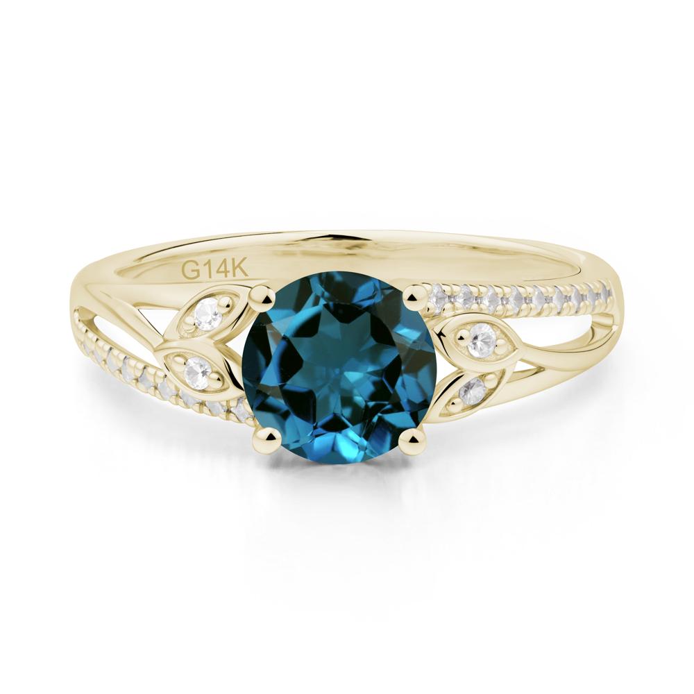 Leaf Inspired London Blue Topaz Engagement Ring - LUO Jewelry #metal_14k yellow gold