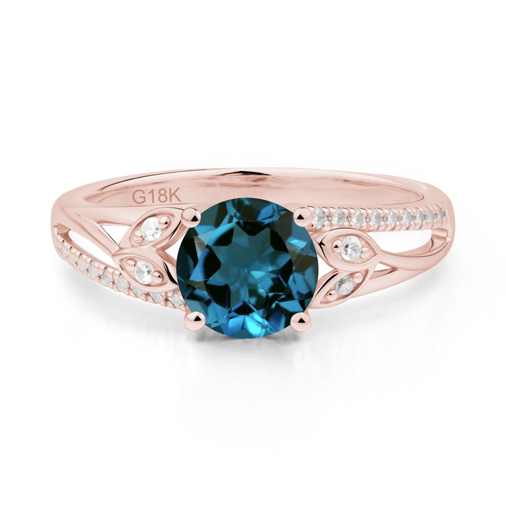 Leaf Inspired London Blue Topaz Engagement Ring - LUO Jewelry #metal_18k rose gold