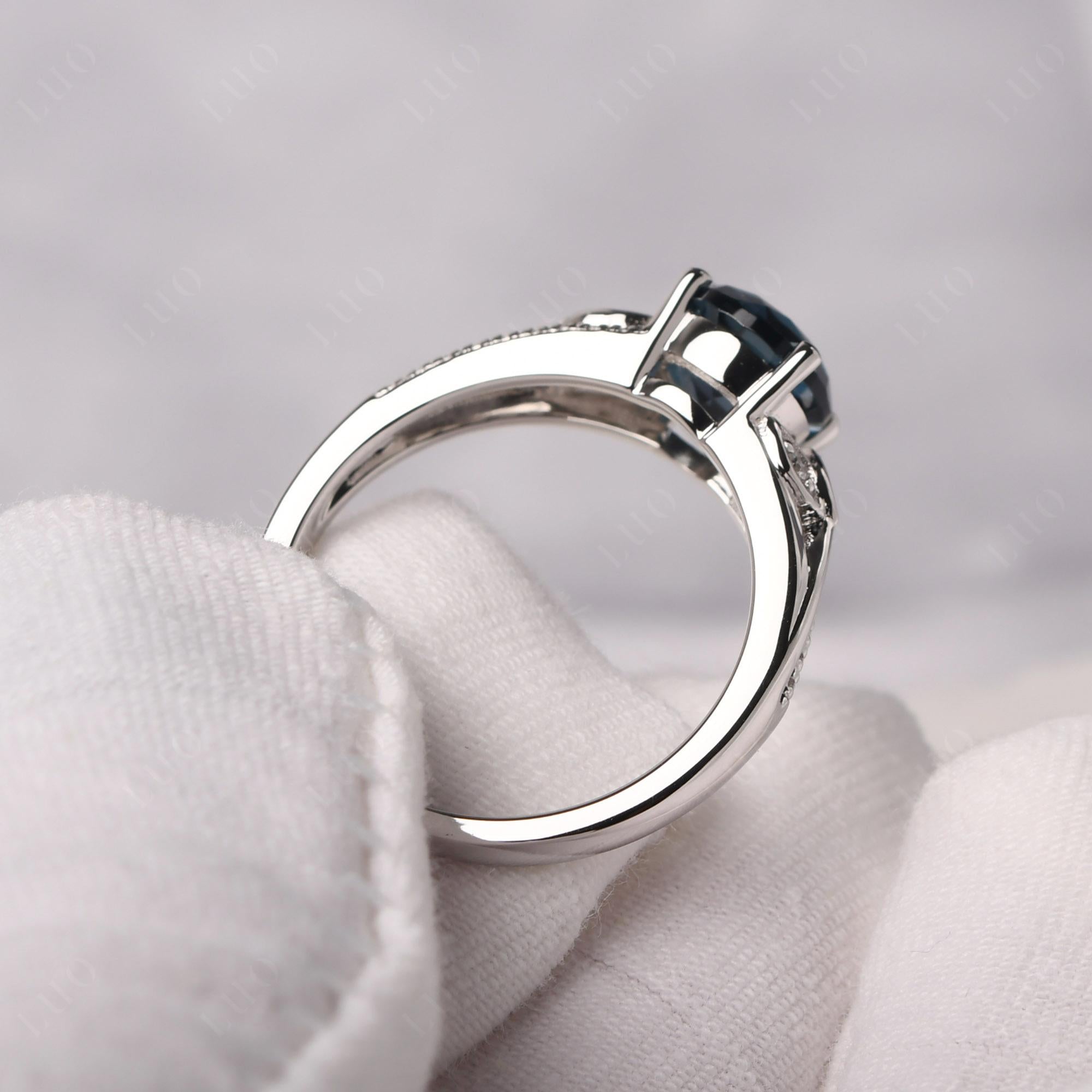 Leaf Inspired London Blue Topaz Engagement Ring - LUO Jewelry