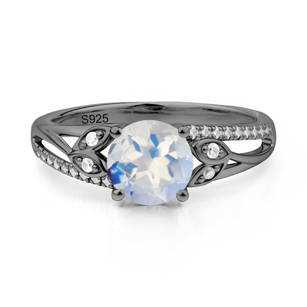 Leaf Inspired Moonstone Engagement Ring - LUO Jewelry #metal_black finish sterling silver