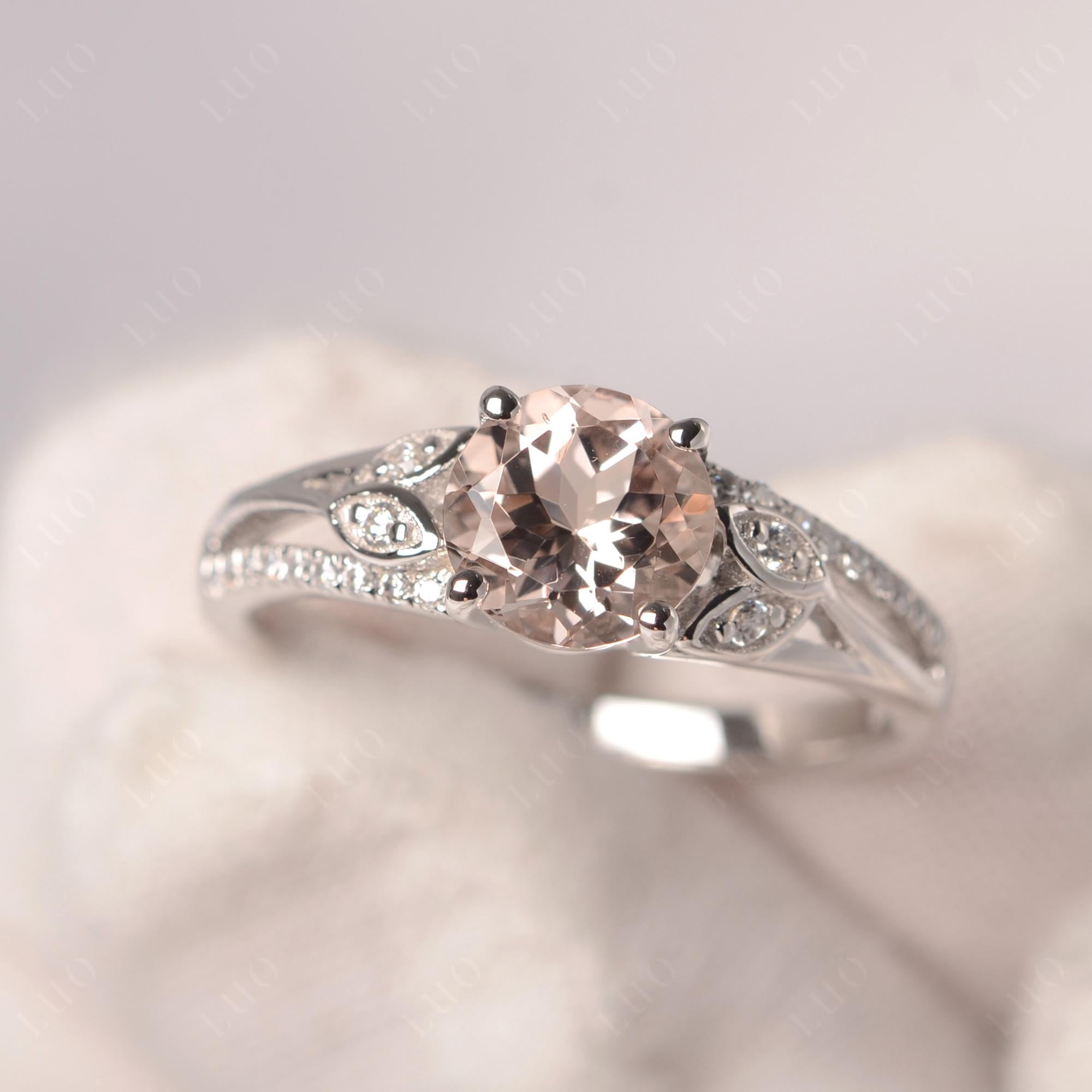 Leaf Inspired Morganite Engagement Ring - LUO Jewelry