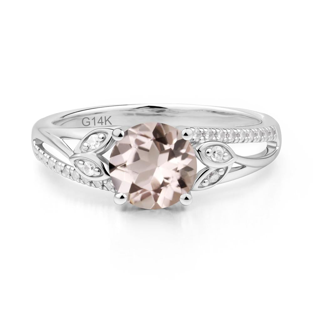 Leaf Inspired Morganite Engagement Ring - LUO Jewelry #metal_14k white gold
