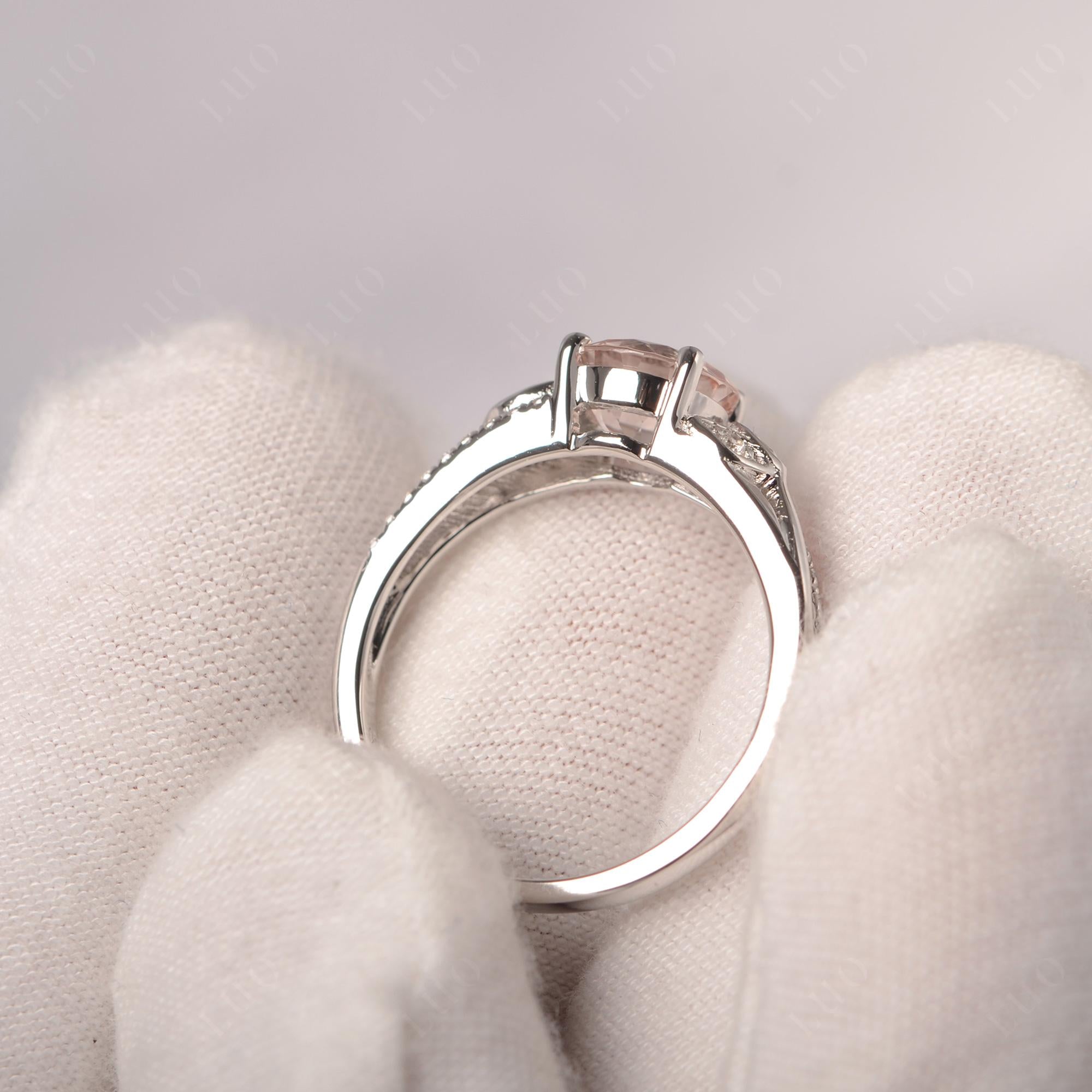Leaf Inspired Morganite Engagement Ring - LUO Jewelry