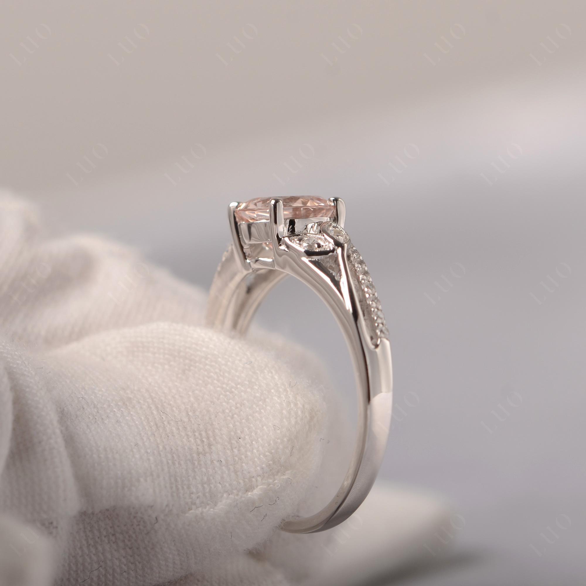 Leaf Inspired Morganite Engagement Ring - LUO Jewelry