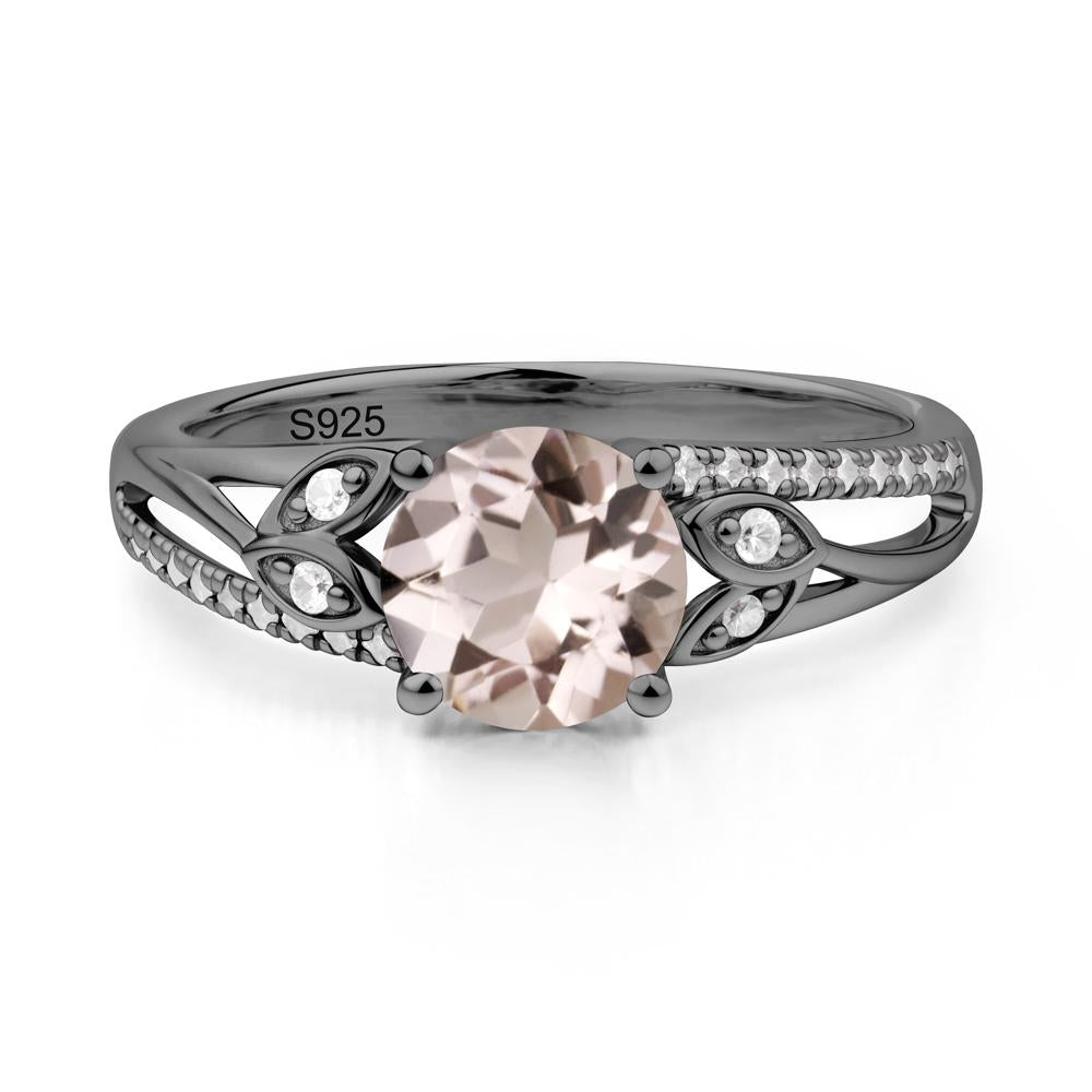 Leaf Inspired Morganite Engagement Ring - LUO Jewelry #metal_black finish sterling silver