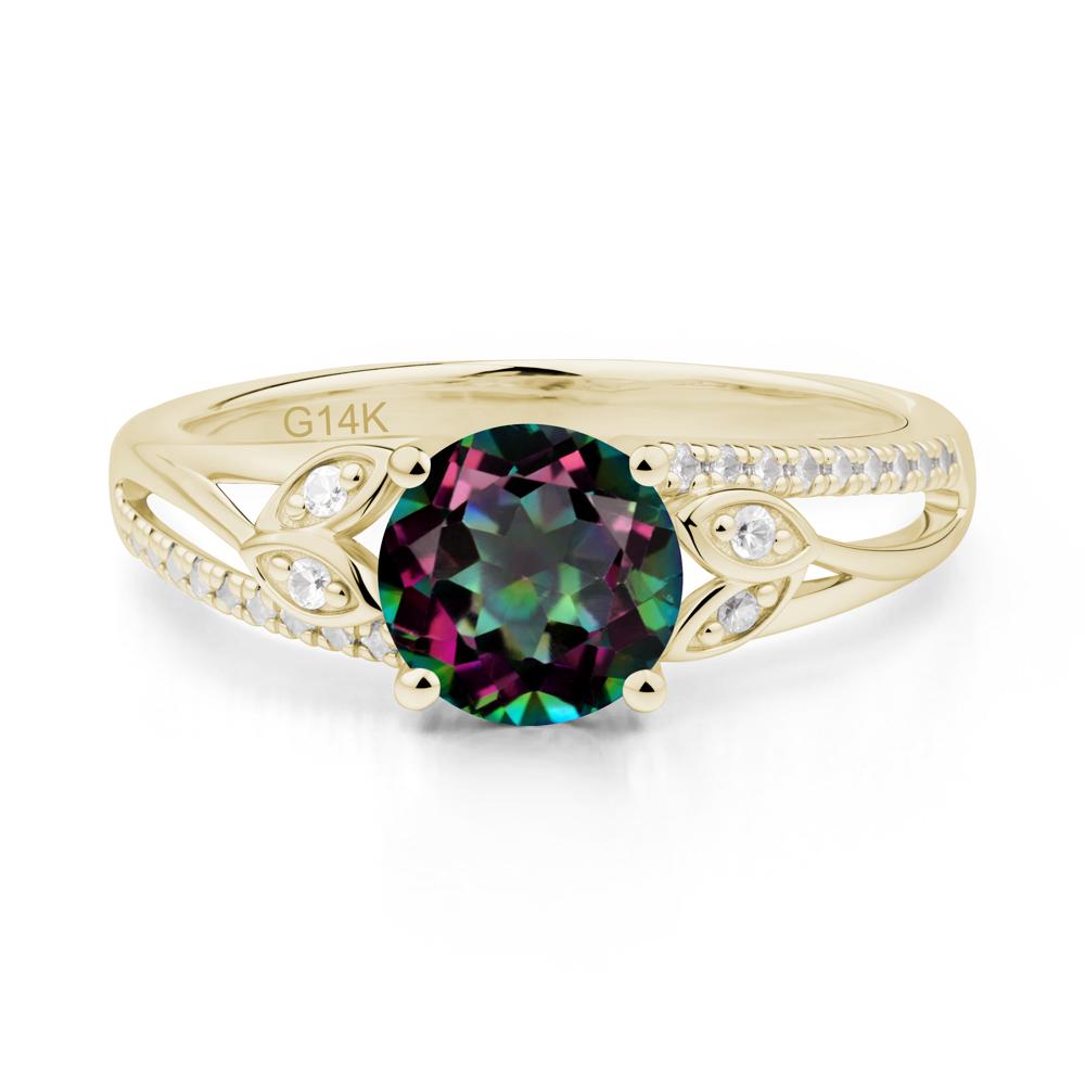 Leaf Inspired Mystic Topaz Engagement Ring - LUO Jewelry #metal_14k yellow gold