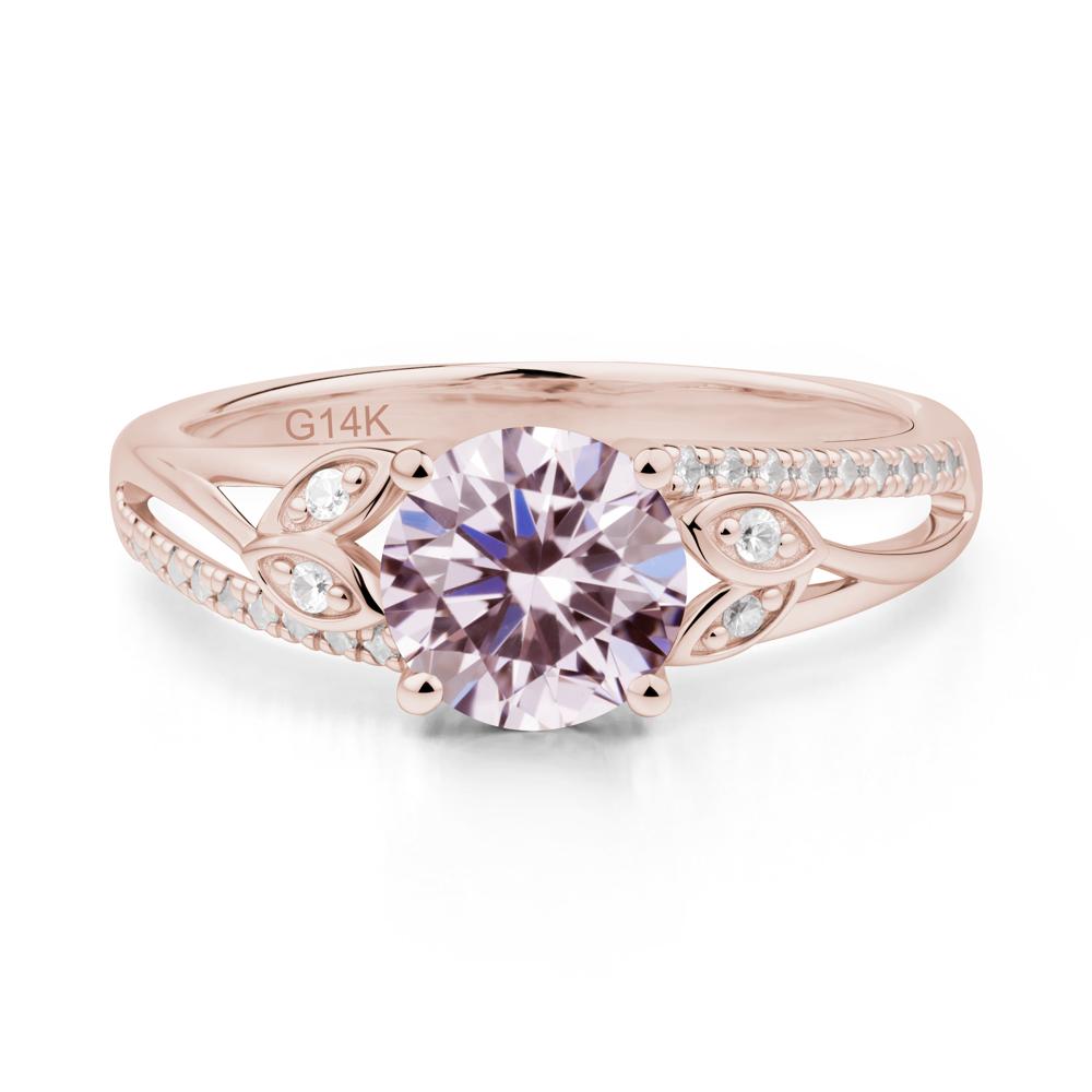 Leaf Inspired Pink Cubic Zirconia Engagement Ring - LUO Jewelry #metal_14k rose gold