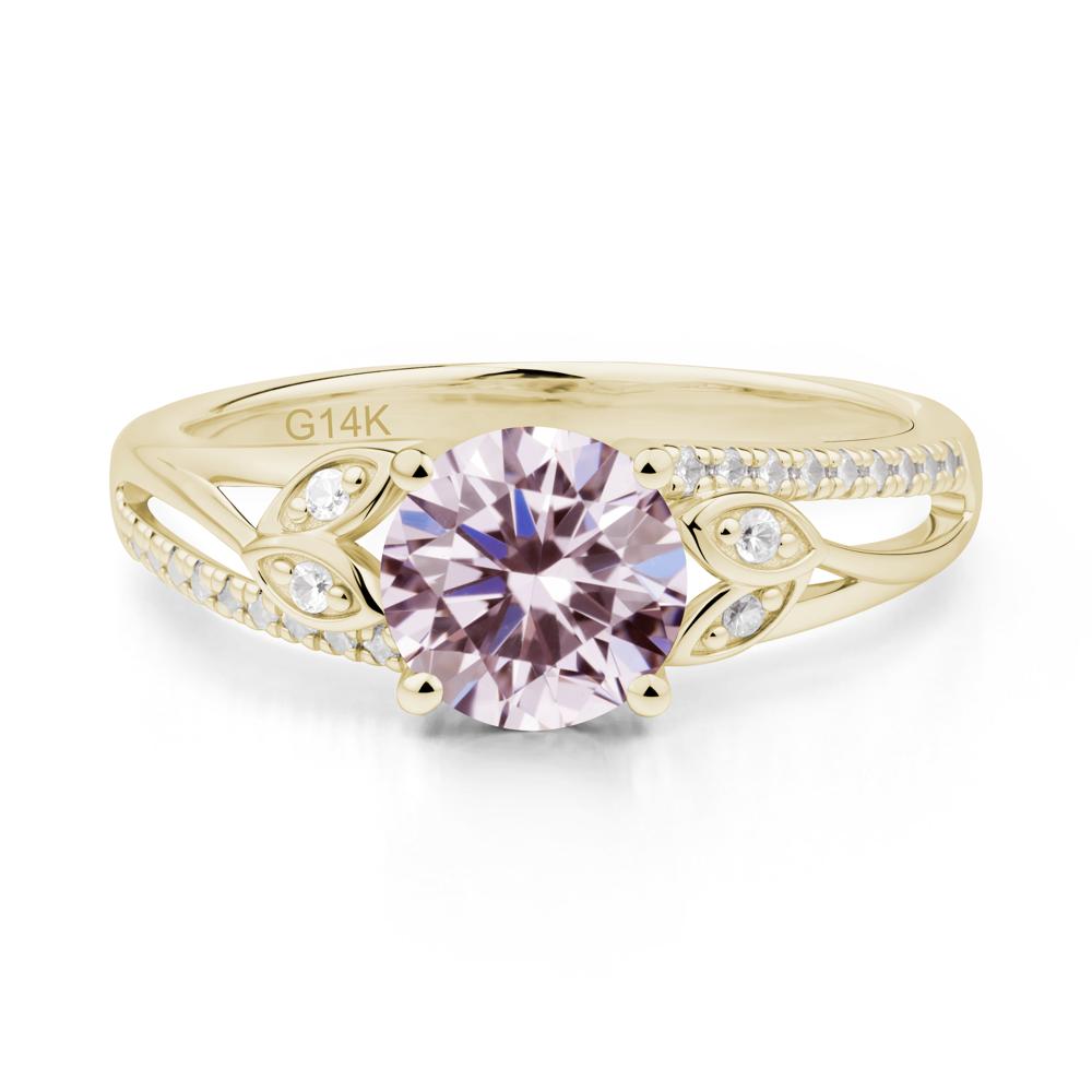 Leaf Inspired Pink Cubic Zirconia Engagement Ring - LUO Jewelry #metal_14k yellow gold