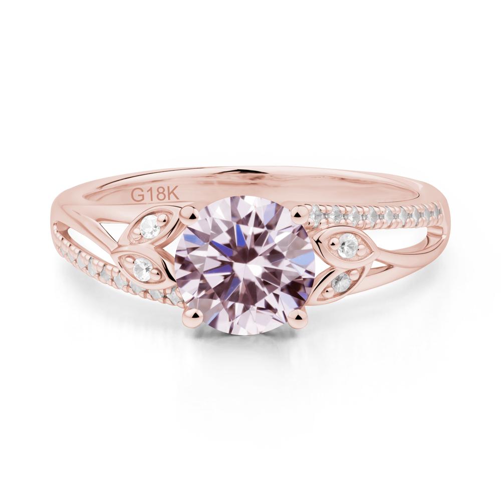 Leaf Inspired Pink Cubic Zirconia Engagement Ring - LUO Jewelry #metal_18k rose gold