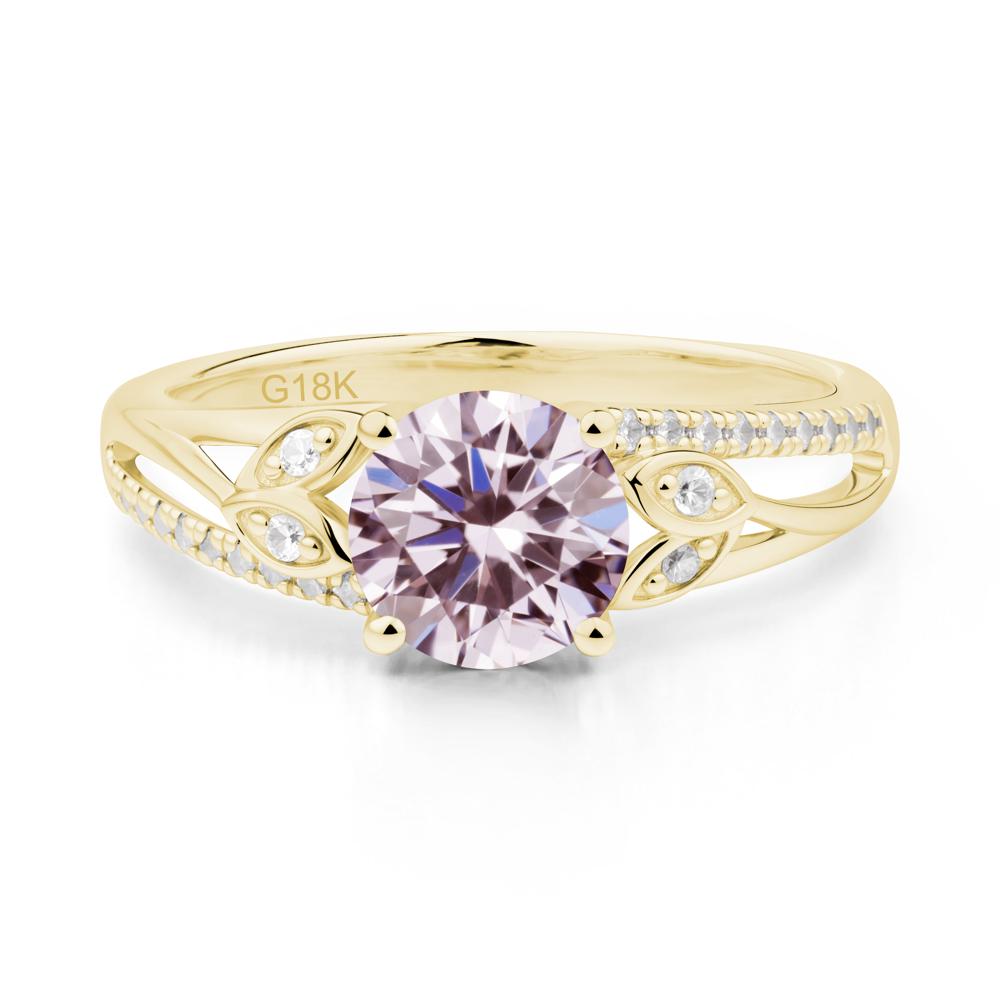 Leaf Inspired Pink Cubic Zirconia Engagement Ring - LUO Jewelry #metal_18k yellow gold