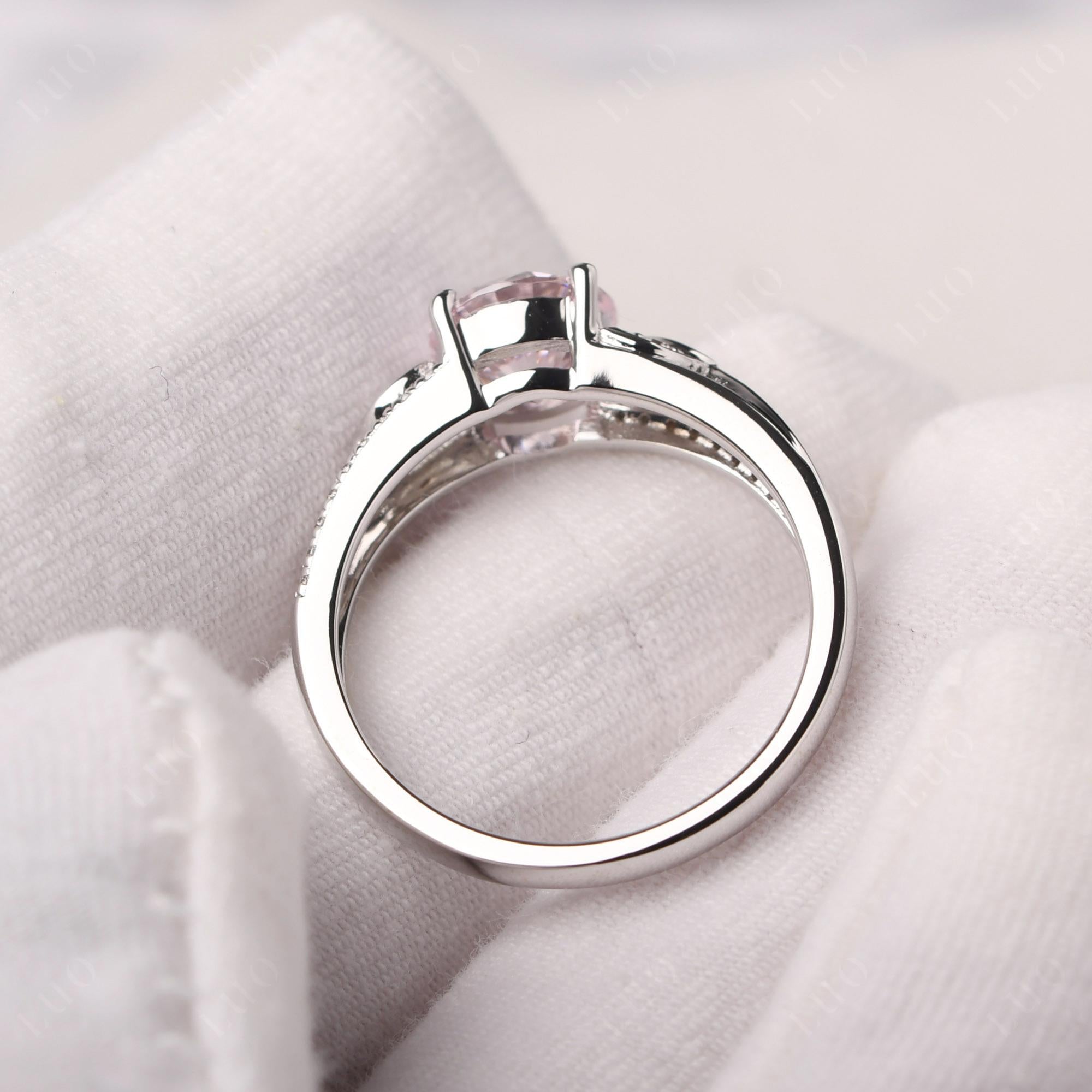 Leaf Inspired Pink Cubic Zirconia Engagement Ring - LUO Jewelry