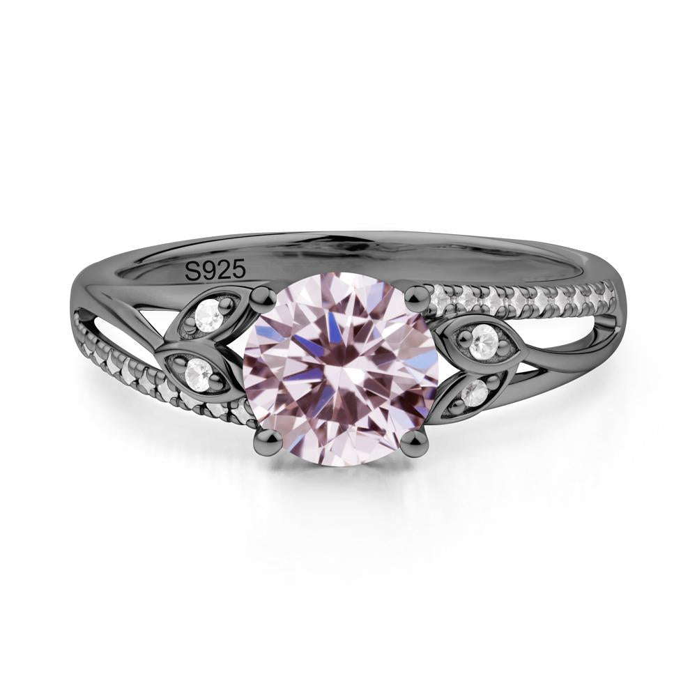 Leaf Inspired Pink Cubic Zirconia Engagement Ring - LUO Jewelry #metal_black finish sterling silver