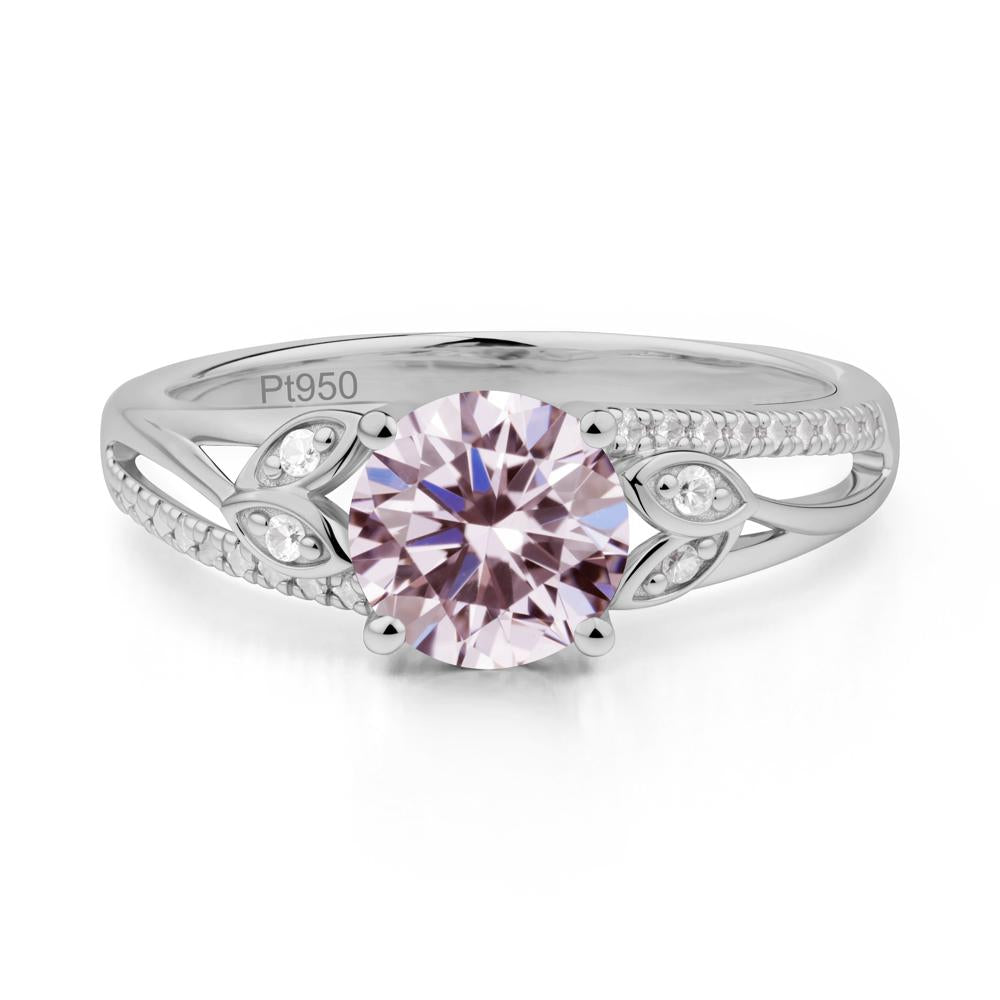 Leaf Inspired Pink Cubic Zirconia Engagement Ring - LUO Jewelry #metal_platinum