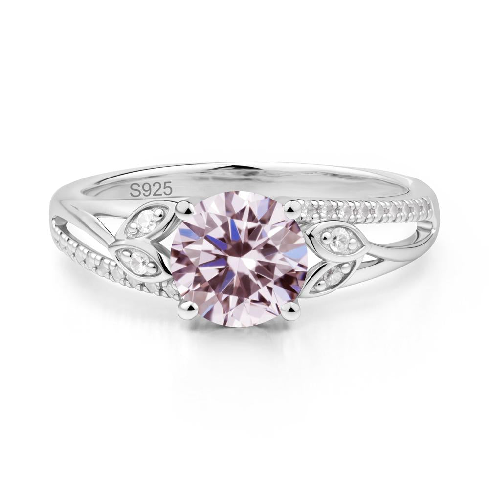 Leaf Inspired Pink Cubic Zirconia Engagement Ring - LUO Jewelry #metal_sterling silver