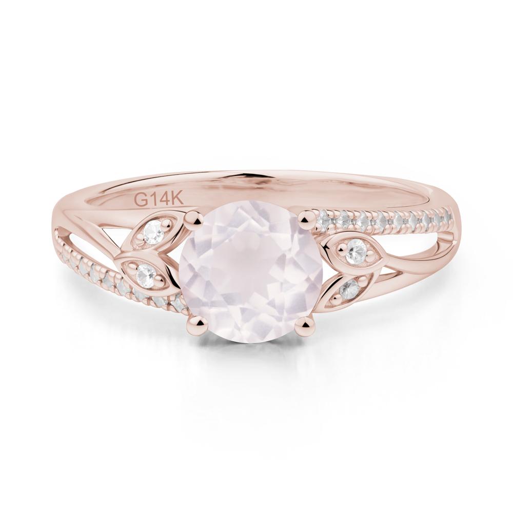 Leaf Inspired Rose Quartz Engagement Ring - LUO Jewelry #metal_14k rose gold
