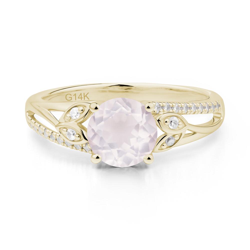 Leaf Inspired Rose Quartz Engagement Ring - LUO Jewelry #metal_14k yellow gold