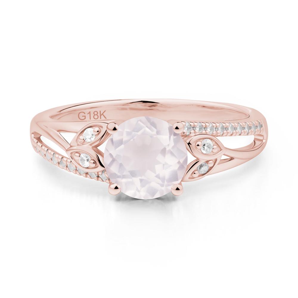 Leaf Inspired Rose Quartz Engagement Ring - LUO Jewelry #metal_18k rose gold