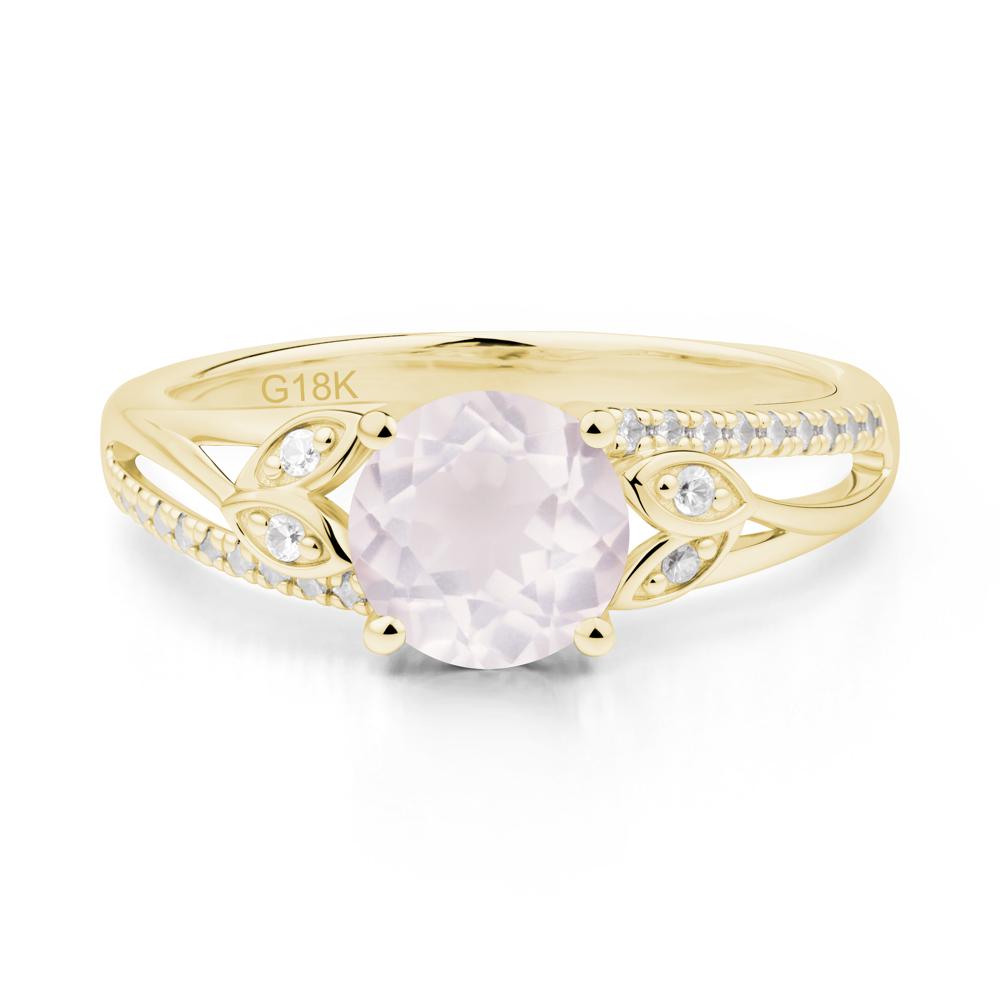 Leaf Inspired Rose Quartz Engagement Ring - LUO Jewelry #metal_18k yellow gold