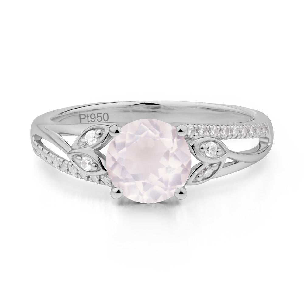 Leaf Inspired Rose Quartz Engagement Ring - LUO Jewelry #metal_platinum