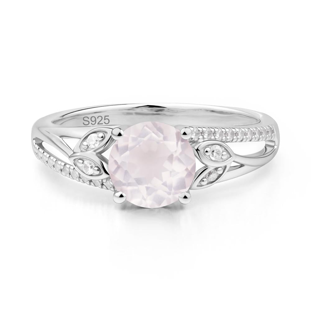 Leaf Inspired Rose Quartz Engagement Ring - LUO Jewelry #metal_sterling silver