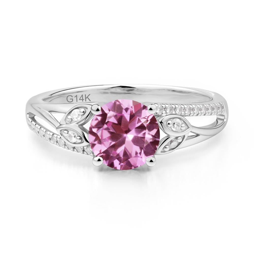 Leaf Inspired Pink Sapphire Engagement Ring - LUO Jewelry #metal_14k white gold
