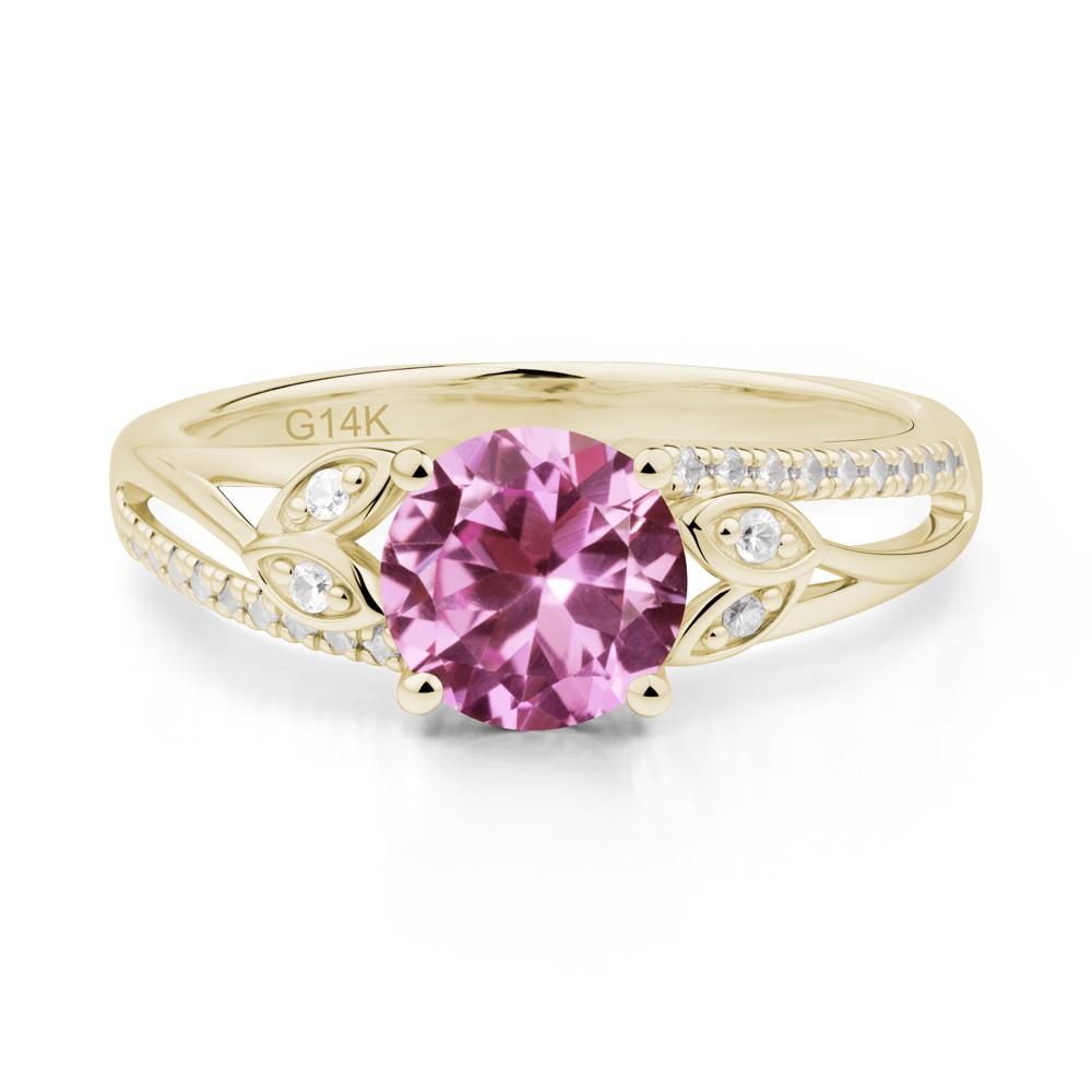 Leaf Inspired Pink Sapphire Engagement Ring - LUO Jewelry #metal_14k yellow gold