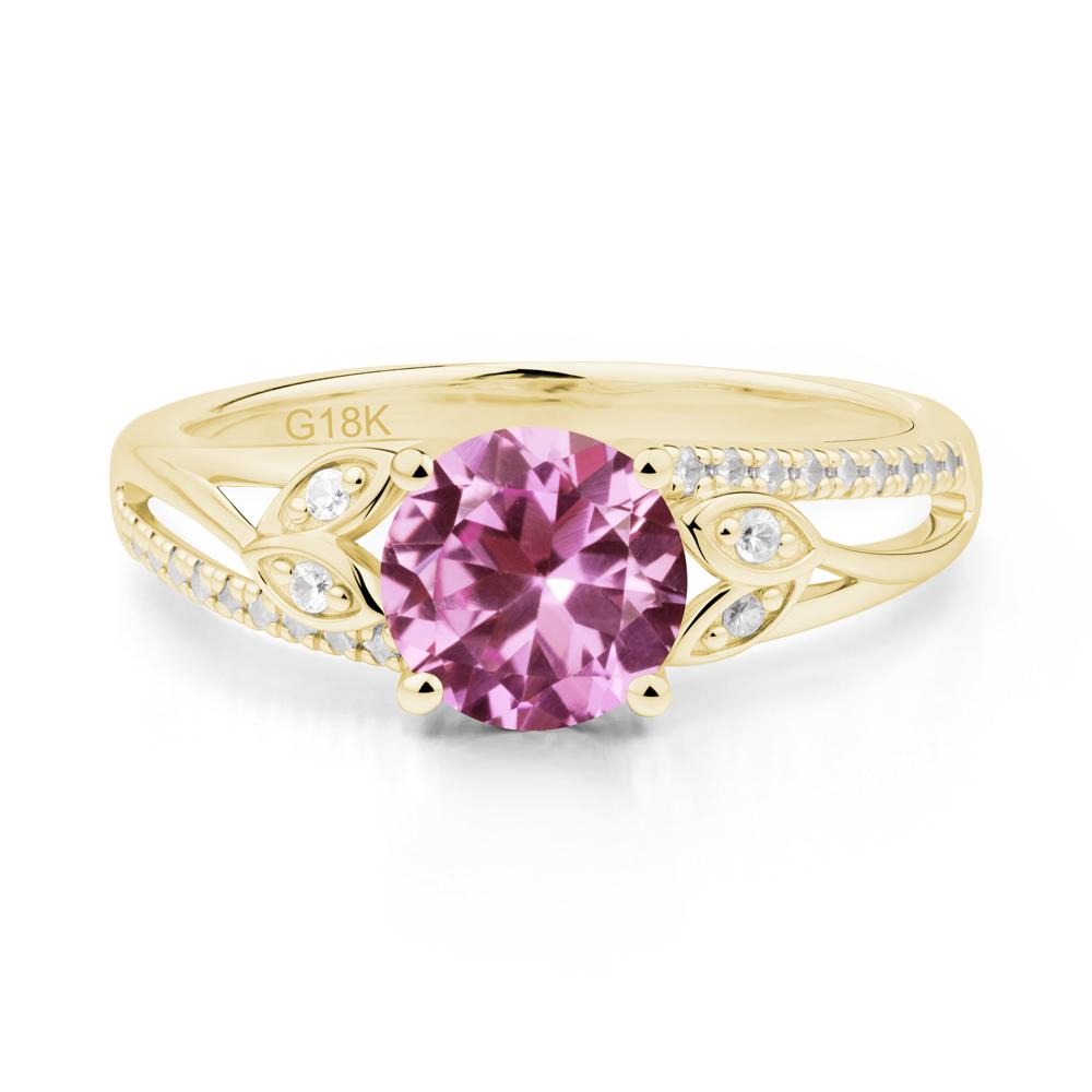 Leaf Inspired Pink Sapphire Engagement Ring - LUO Jewelry #metal_18k yellow gold