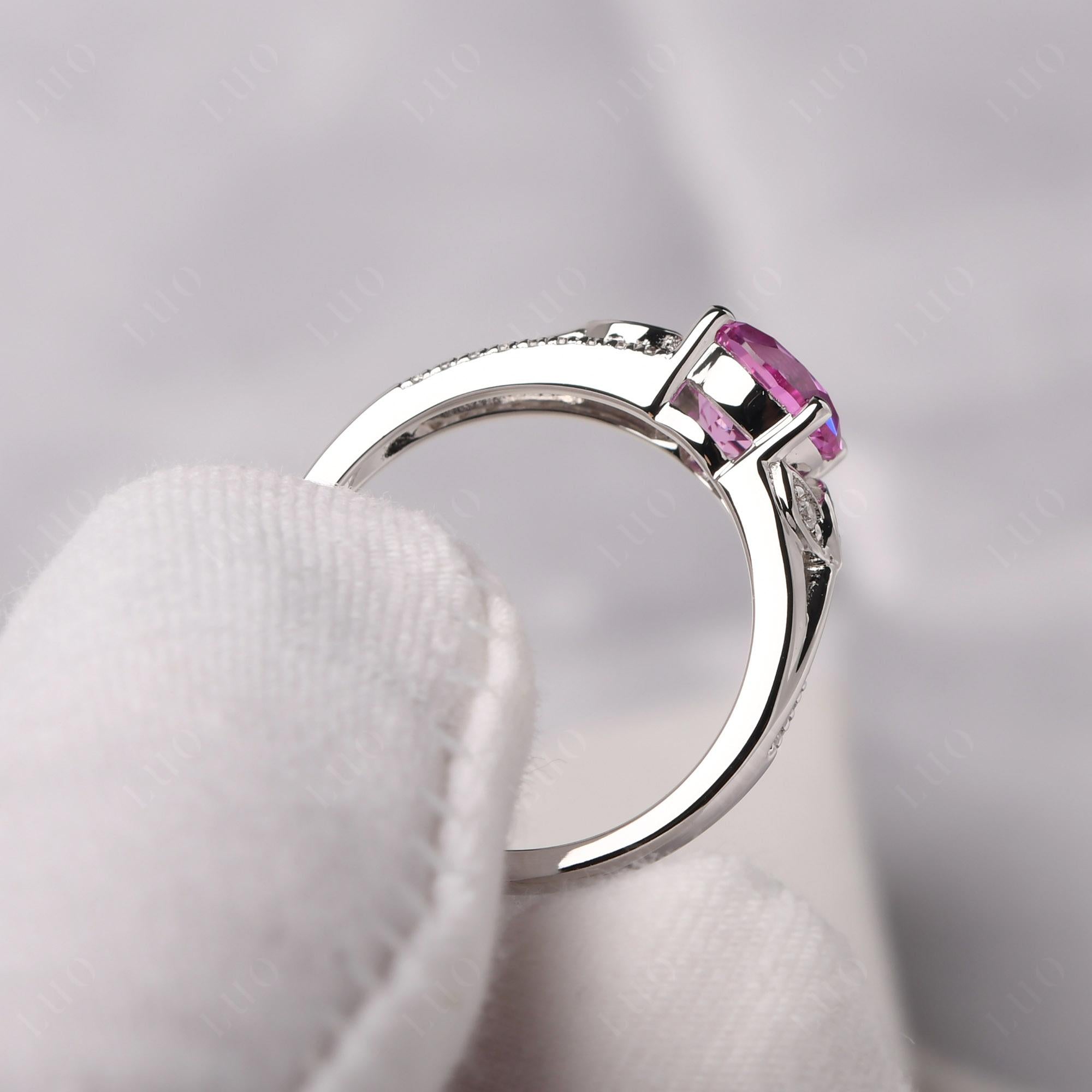 Leaf Inspired Pink Sapphire Engagement Ring - LUO Jewelry