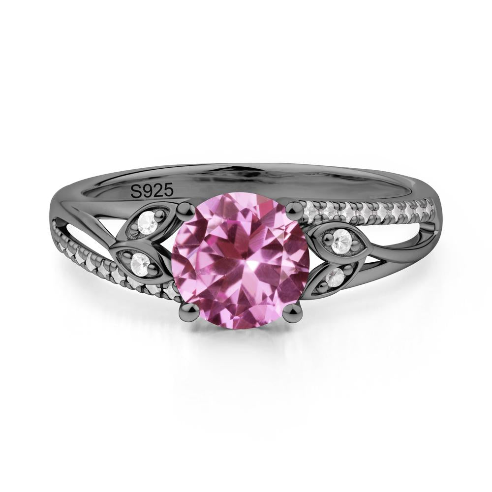 Leaf Inspired Pink Sapphire Engagement Ring - LUO Jewelry #metal_black finish sterling silver