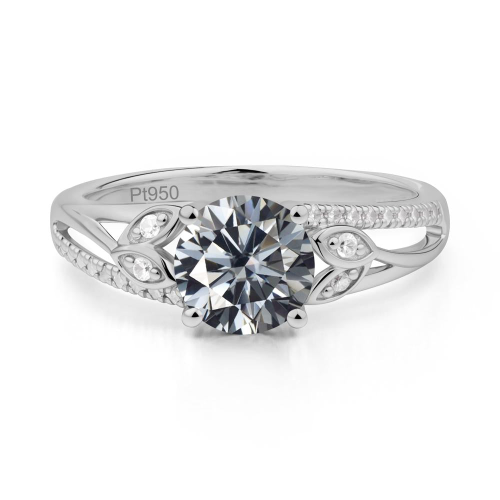 Leaf Inspired Grey Moissanite Engagement Ring - LUO Jewelry #metal_platinum