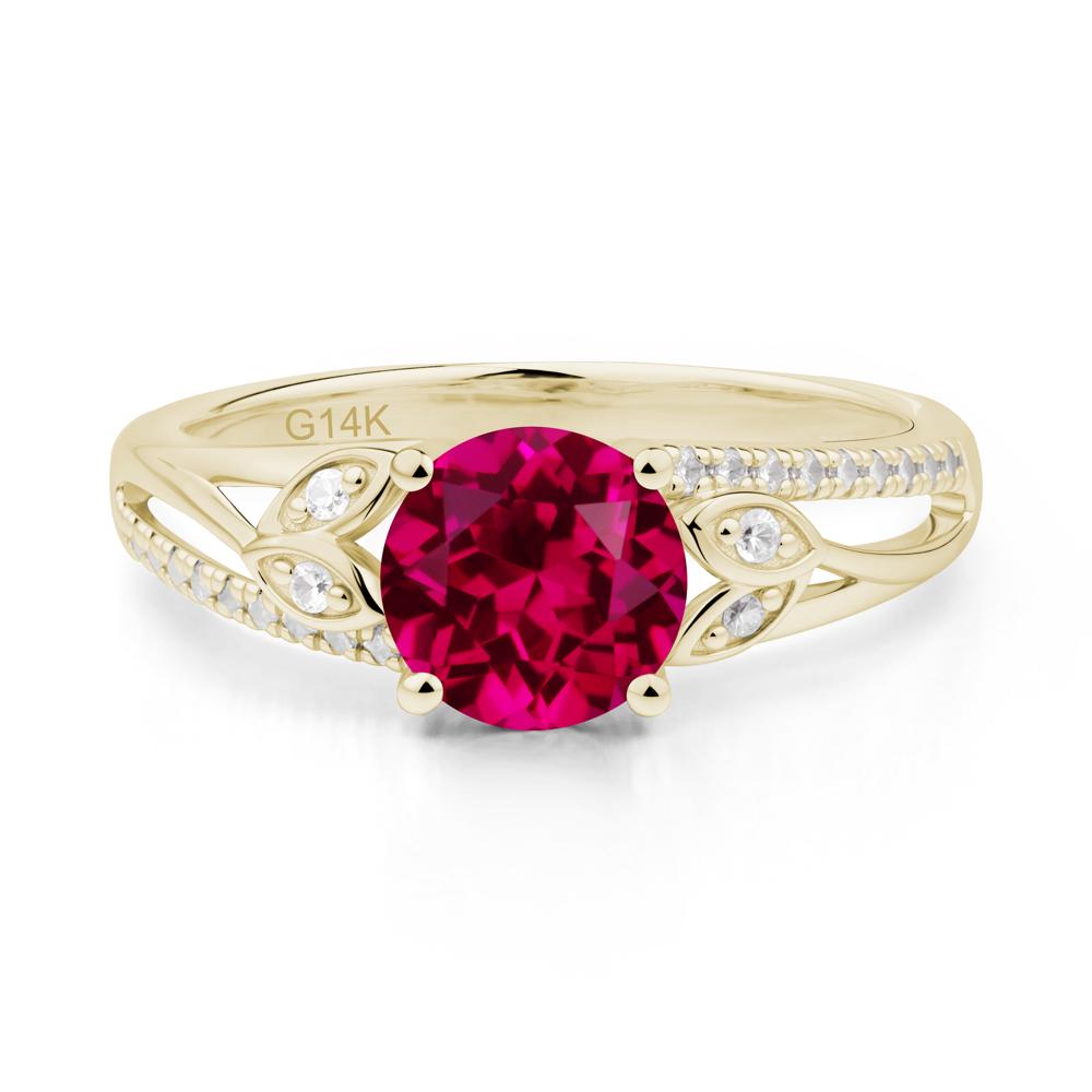 Leaf Inspired Ruby Engagement Ring - LUO Jewelry #metal_14k yellow gold