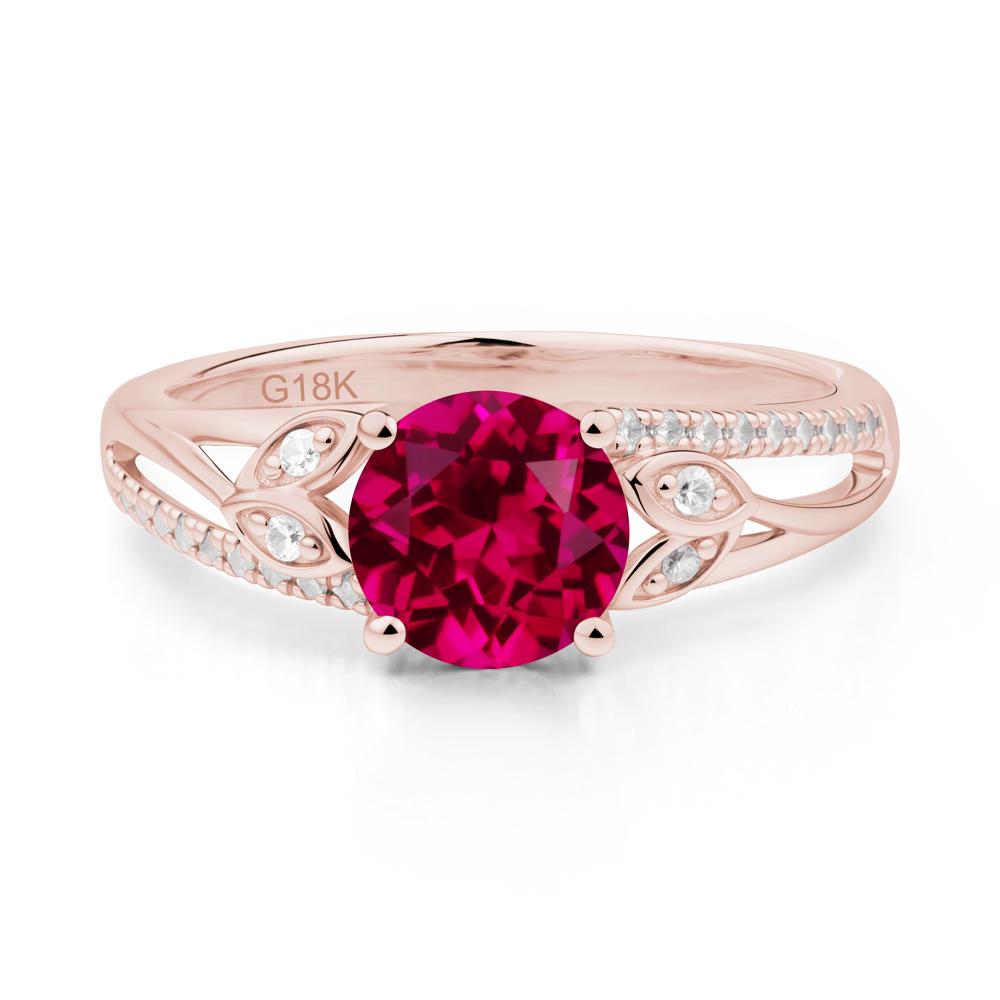 Leaf Inspired Ruby Engagement Ring - LUO Jewelry #metal_18k rose gold