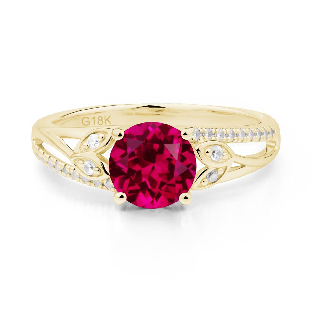 Leaf Inspired Ruby Engagement Ring - LUO Jewelry #metal_18k yellow gold