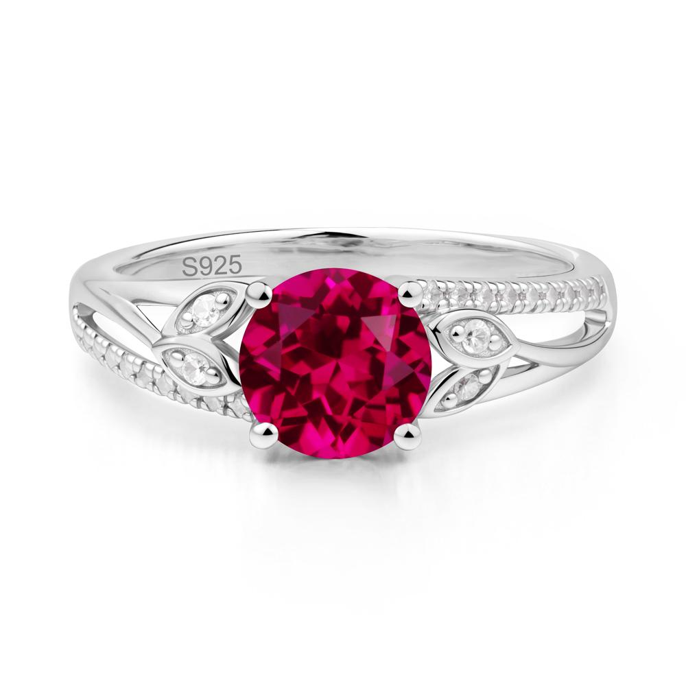 Leaf Inspired Ruby Engagement Ring - LUO Jewelry #metal_sterling silver