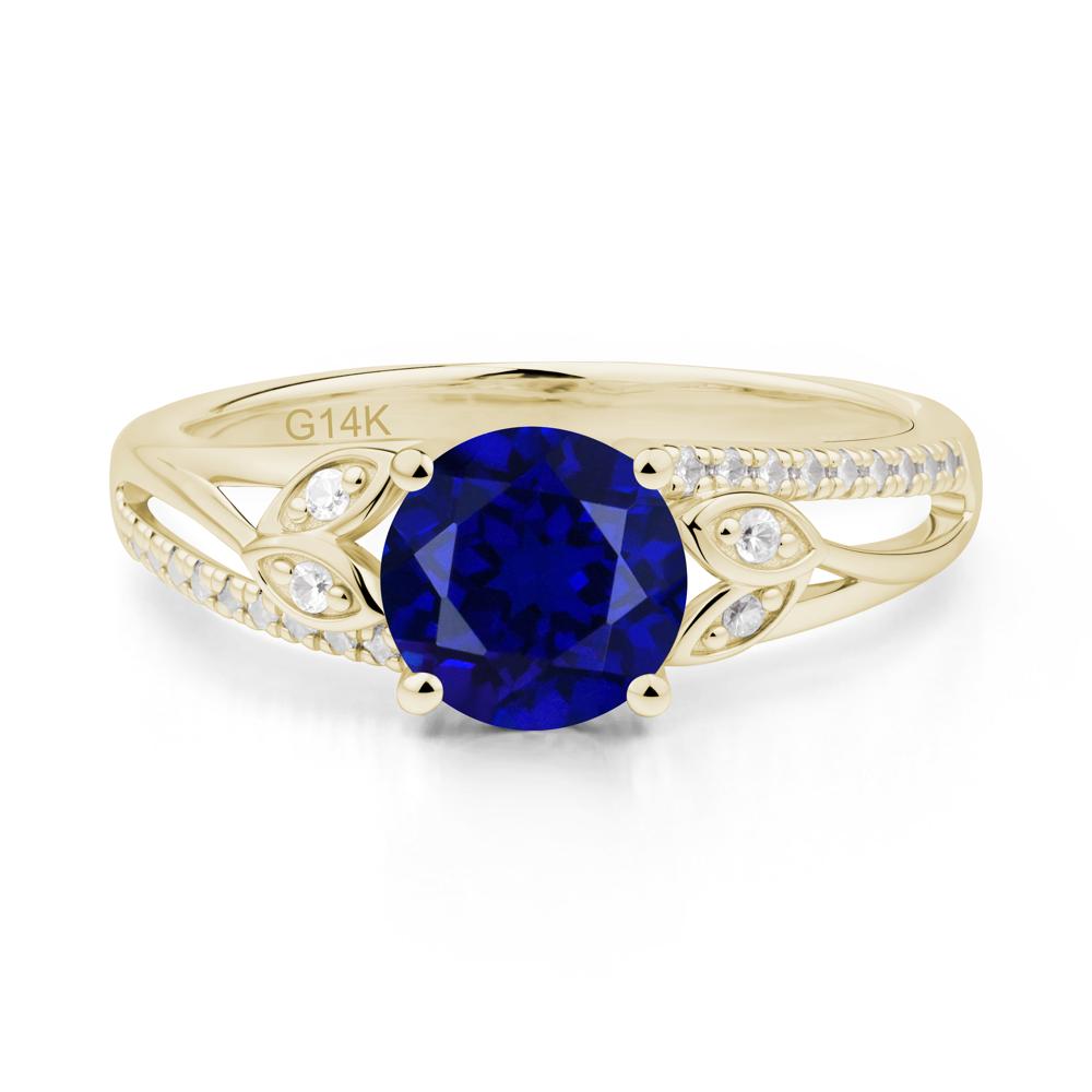 Leaf Inspired Sapphire Engagement Ring - LUO Jewelry #metal_14k yellow gold