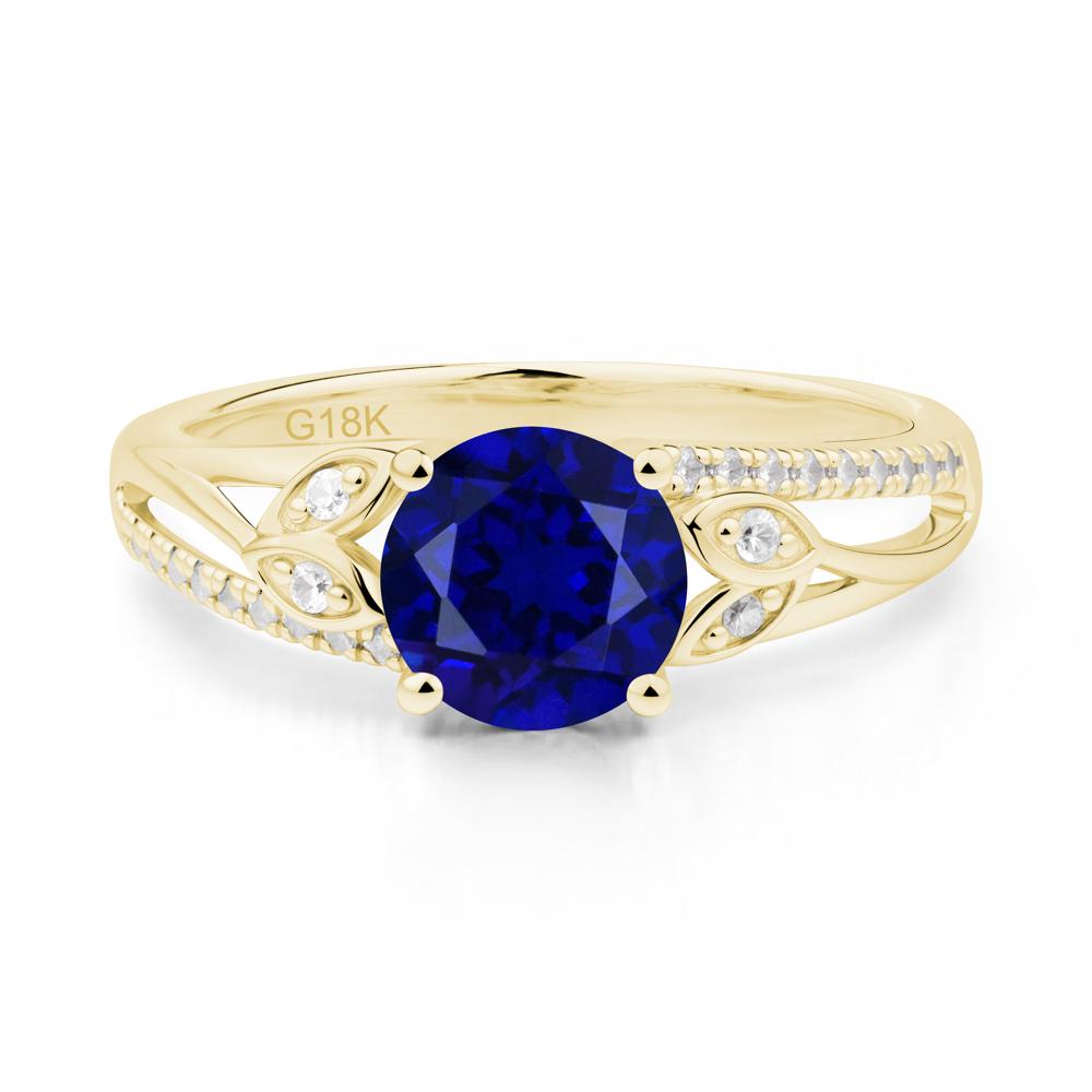Leaf Inspired Sapphire Engagement Ring - LUO Jewelry #metal_18k yellow gold