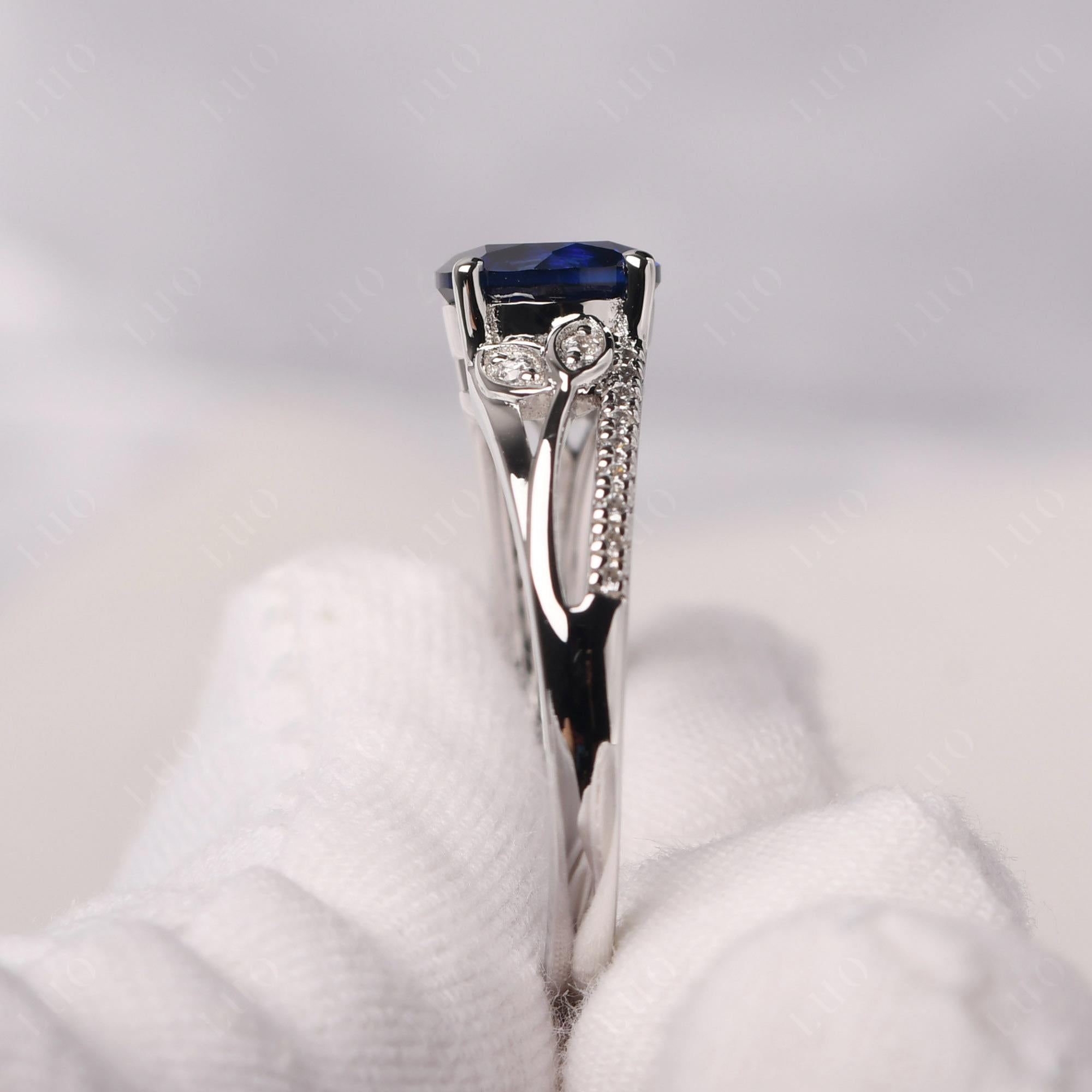 Leaf Inspired Sapphire Engagement Ring - LUO Jewelry
