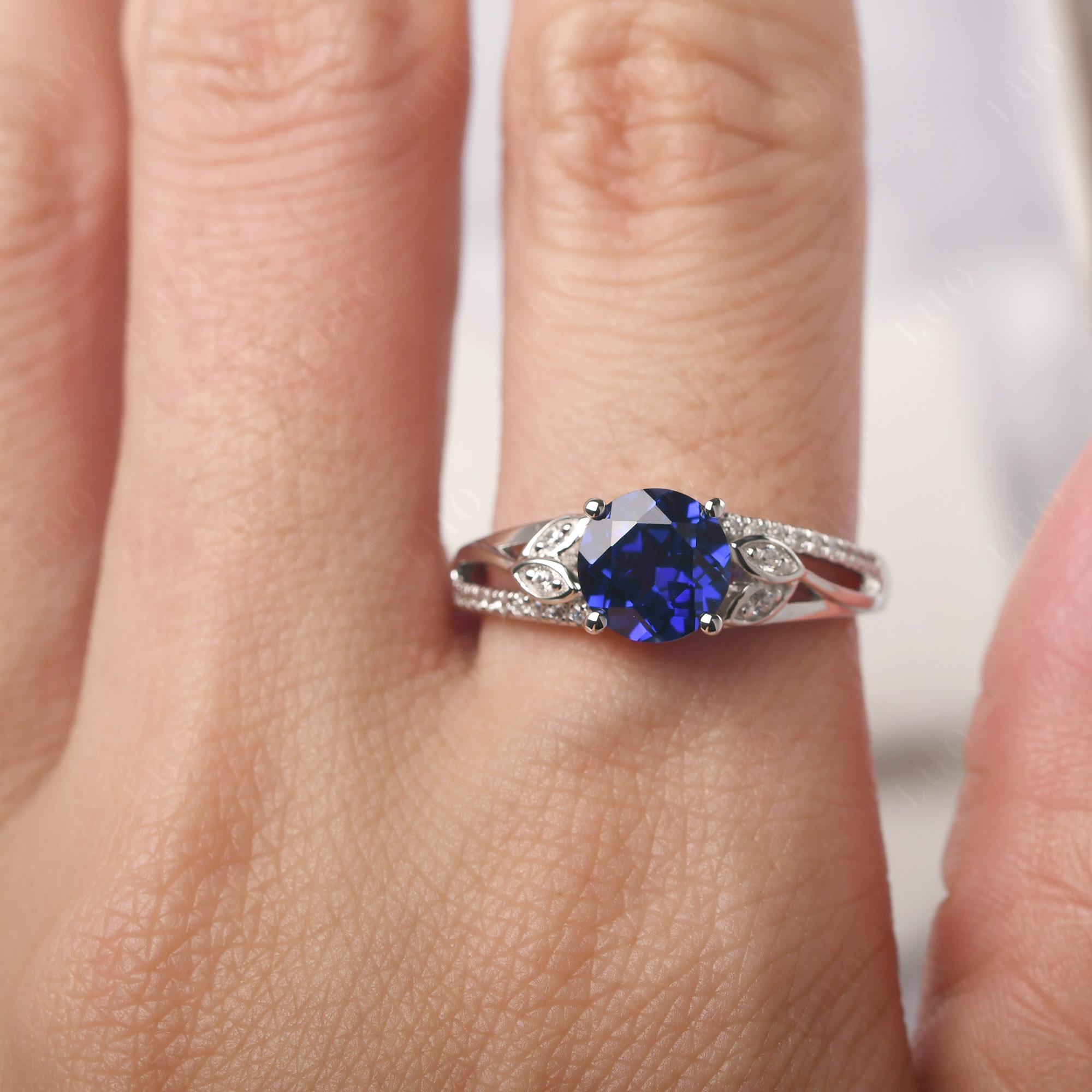 Leaf Inspired Sapphire Engagement Ring - LUO Jewelry