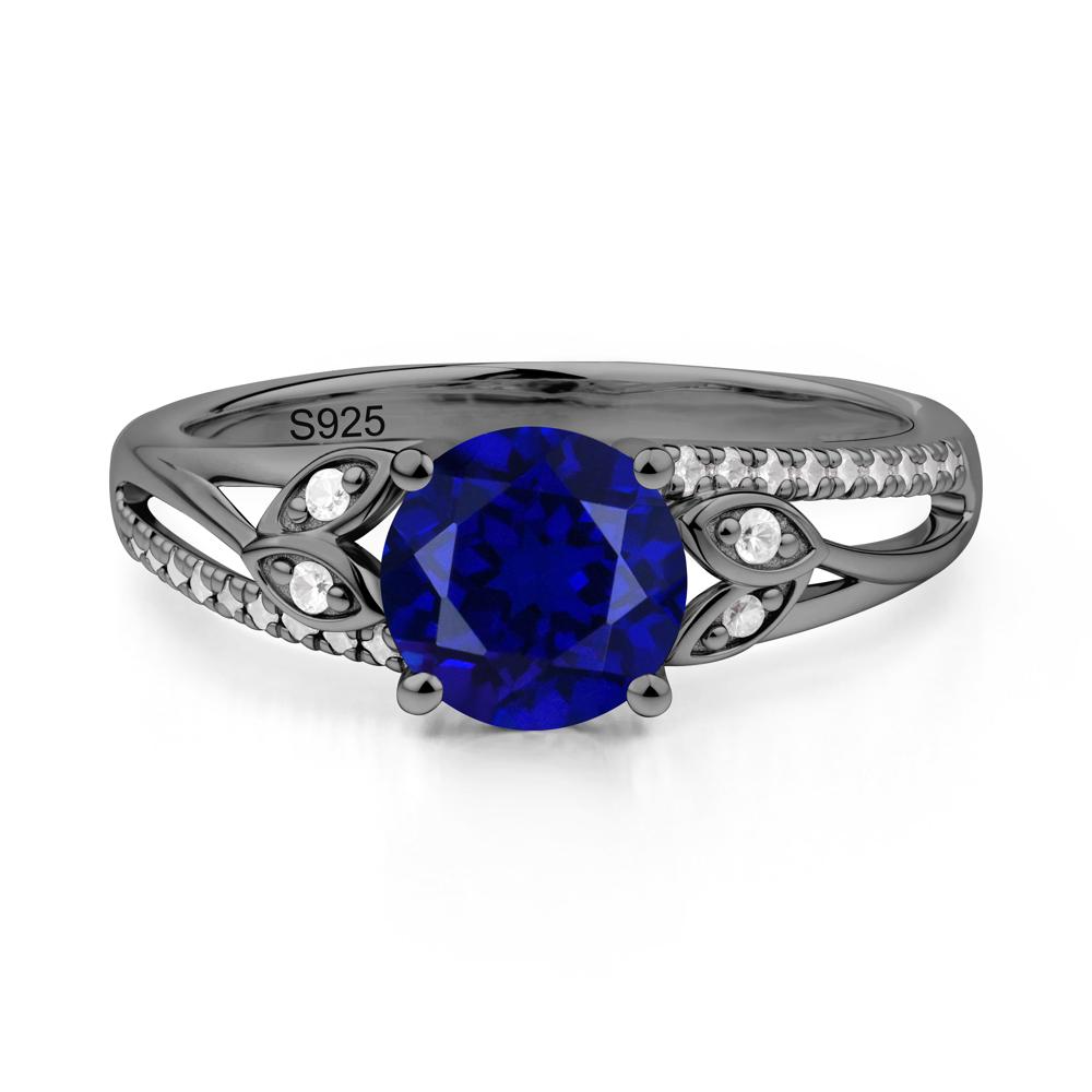Leaf Inspired Sapphire Engagement Ring - LUO Jewelry #metal_black finish sterling silver